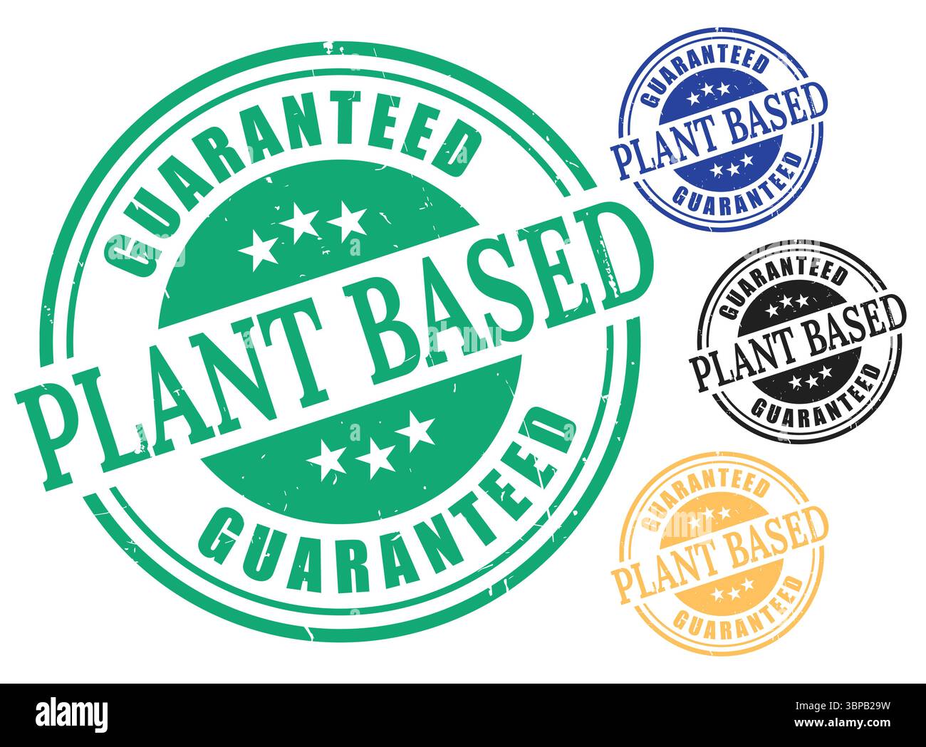 Vegan Product Stamp Badge Set, Plant Based Food Label Design Stock ...