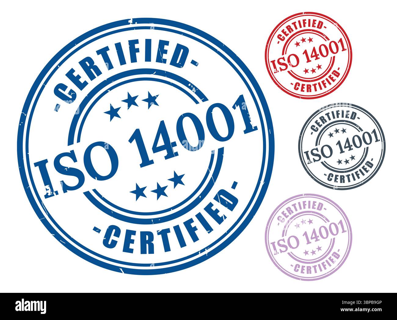 Eco Management System Labels, ISO 14001 Guarantee Stamp Vector Stock Vector