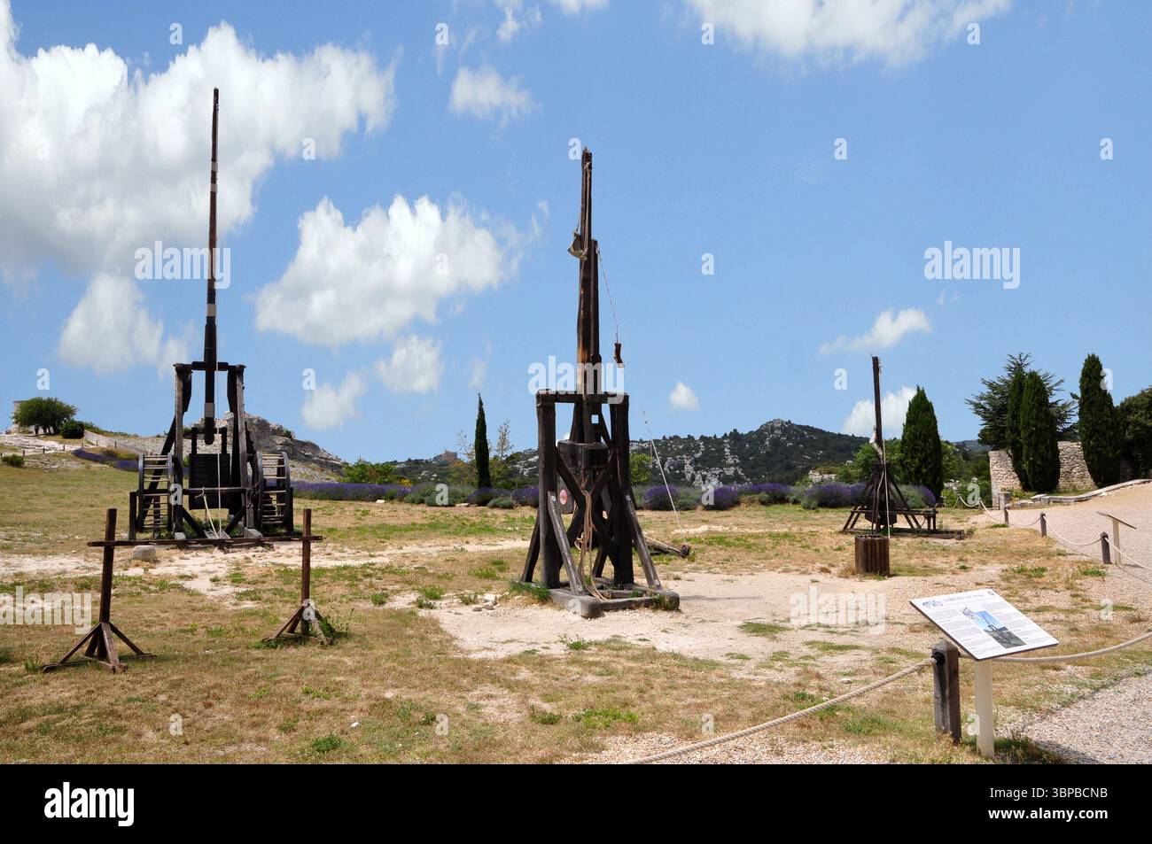 Medieval war machine used to throw stone blocks at the enemy exposed at ...