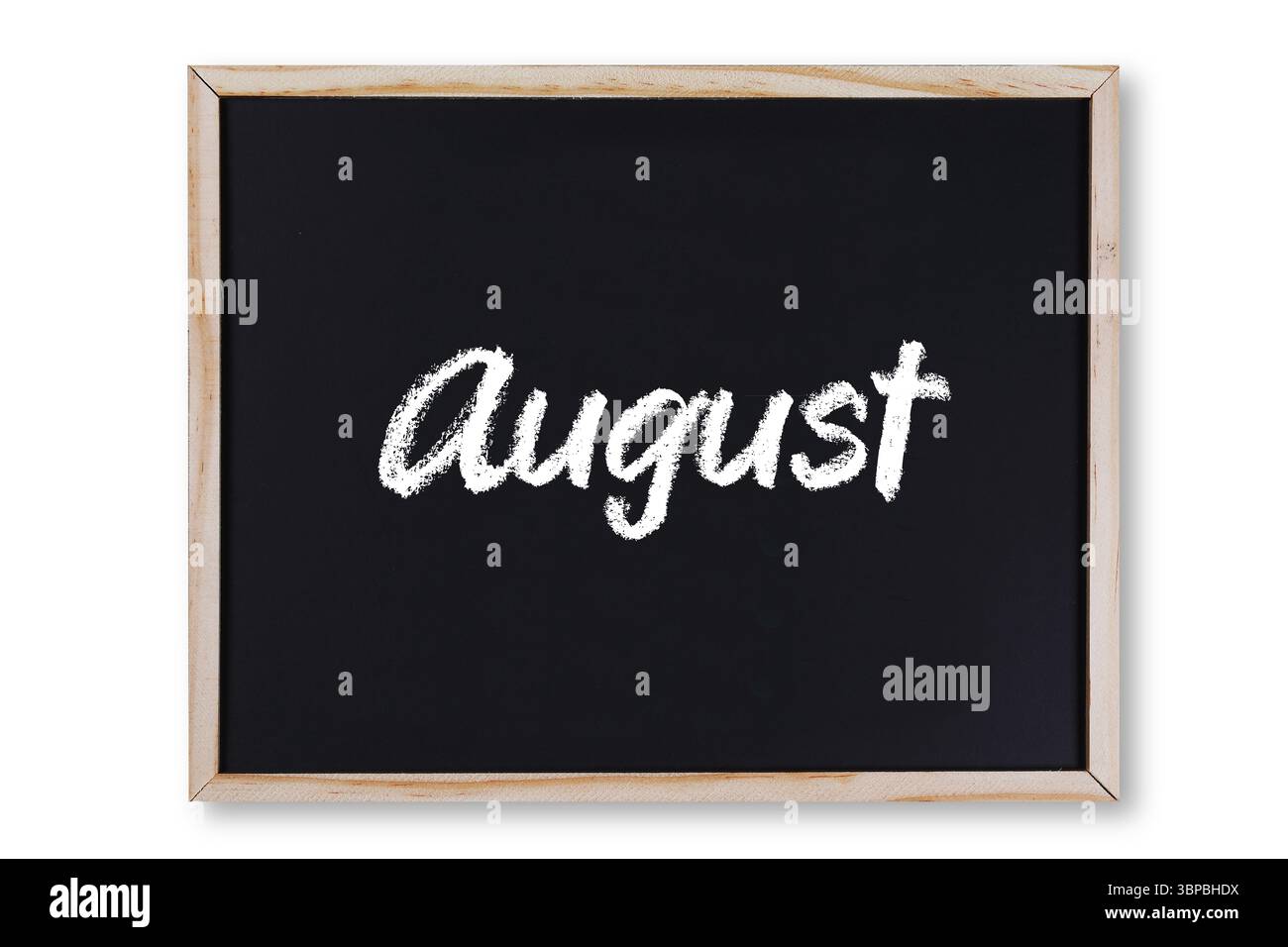 August word in chalk on chalkboard Stock Photo