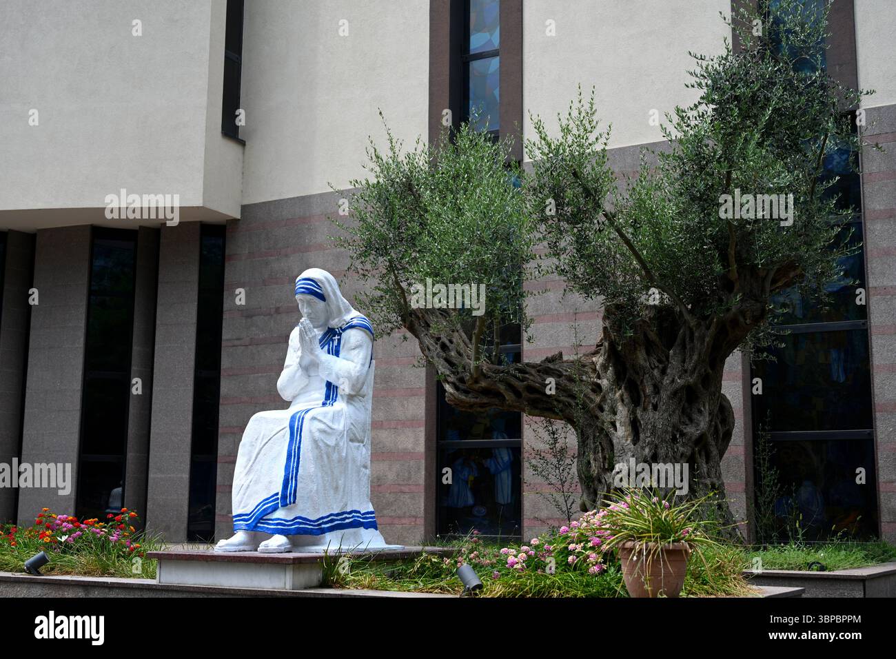 Tirana, Albania - June 20, 2025: Mother Teresa statue near the Saint ...