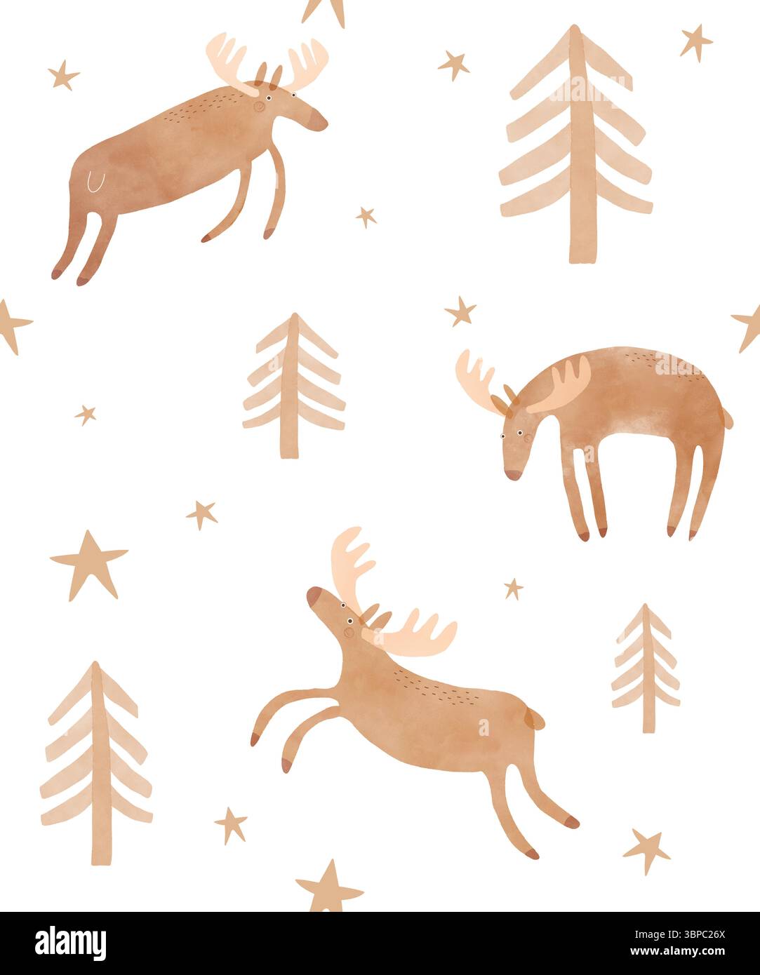 Seamless Vector Pattern With Cute Moos. Infantile Style Hand Drawn ...