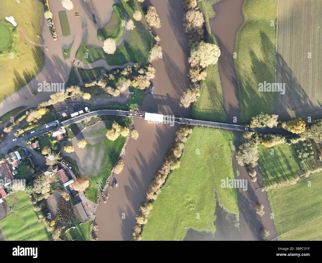 Aldwark Rampa aerial view of Extreme Flooding Aldwark Toll Bridge, Boat Lane, Great ...