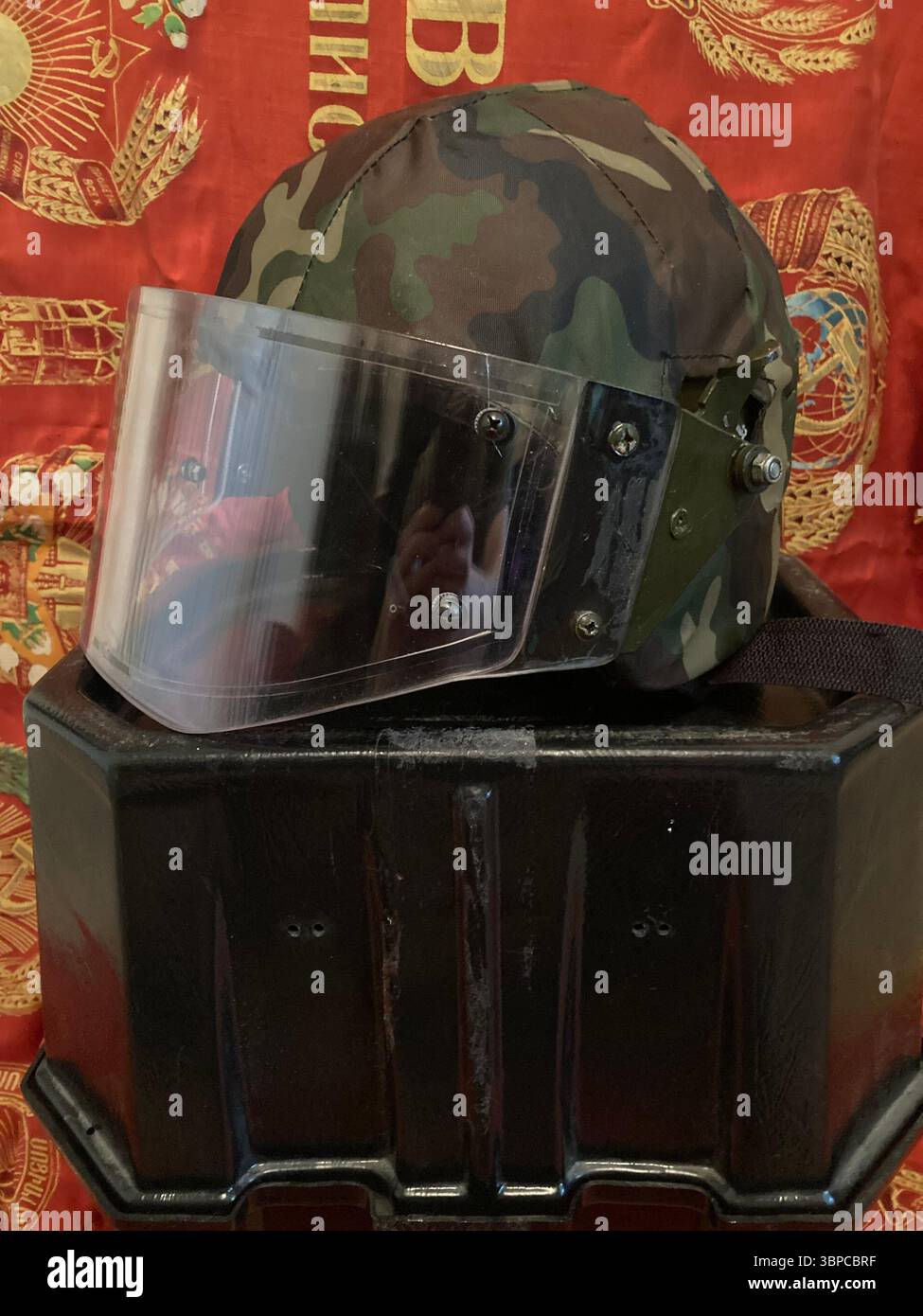 ZSh-1-2M Russian Ballistic Helmet - Smartphone Captured Stock Image