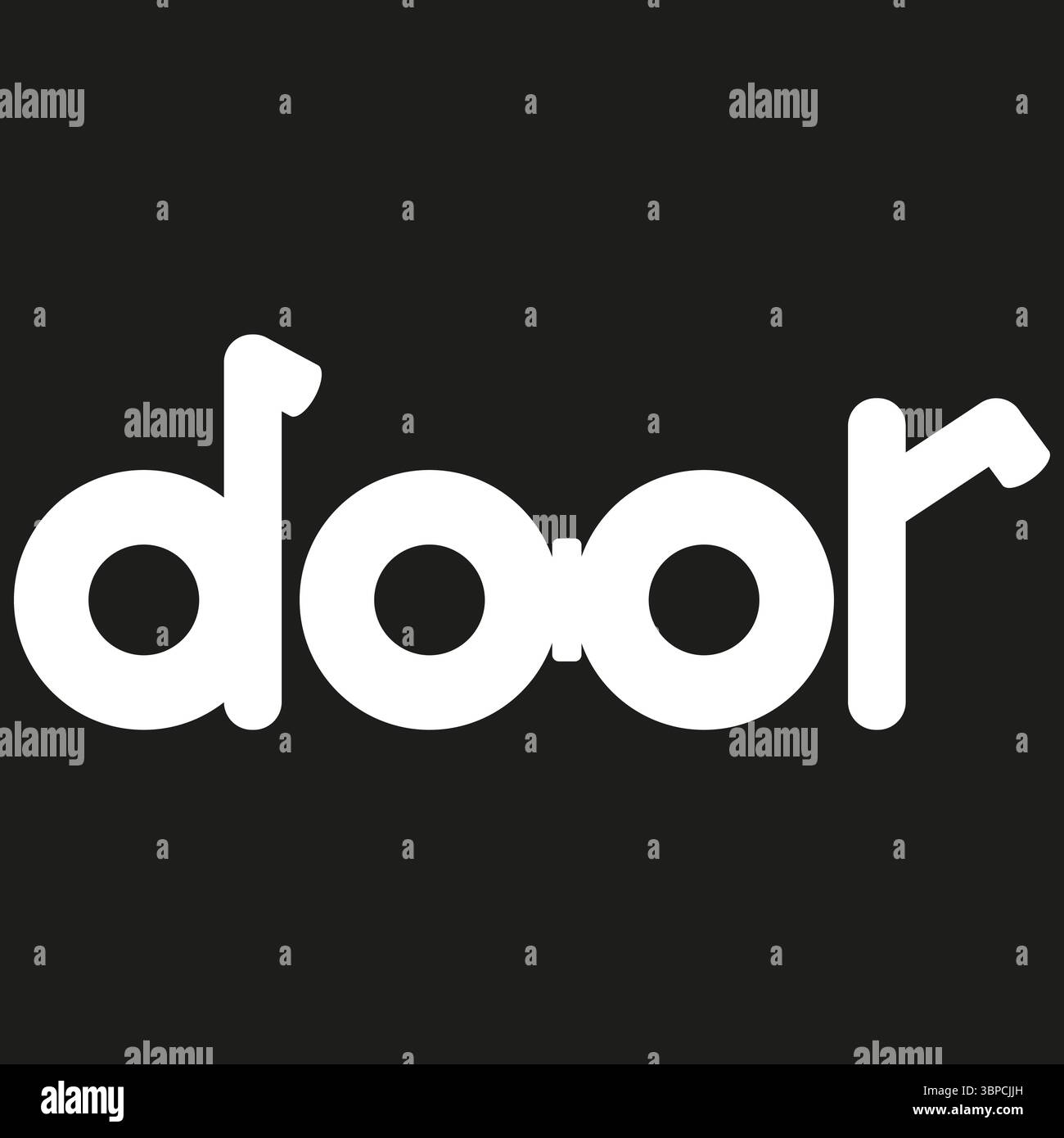 Door with text. Entry vector icon. Black shape symbol. Bold design focus. Stock Vector