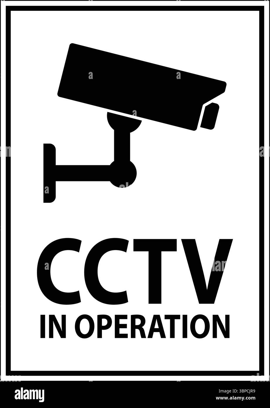 This image features a bold CCTV camera sign indicating that surveillance is in operation, promoting safety and awareness in both public and private sp Stock Vector