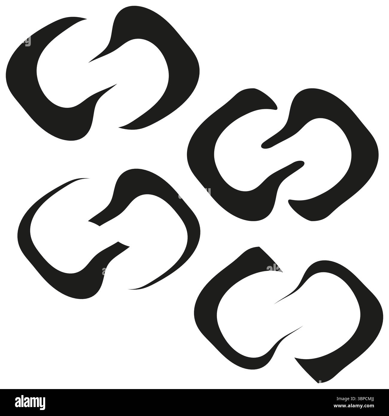 Angled link icons. Bold chain pattern. Rotated loop Vector. Modular ...