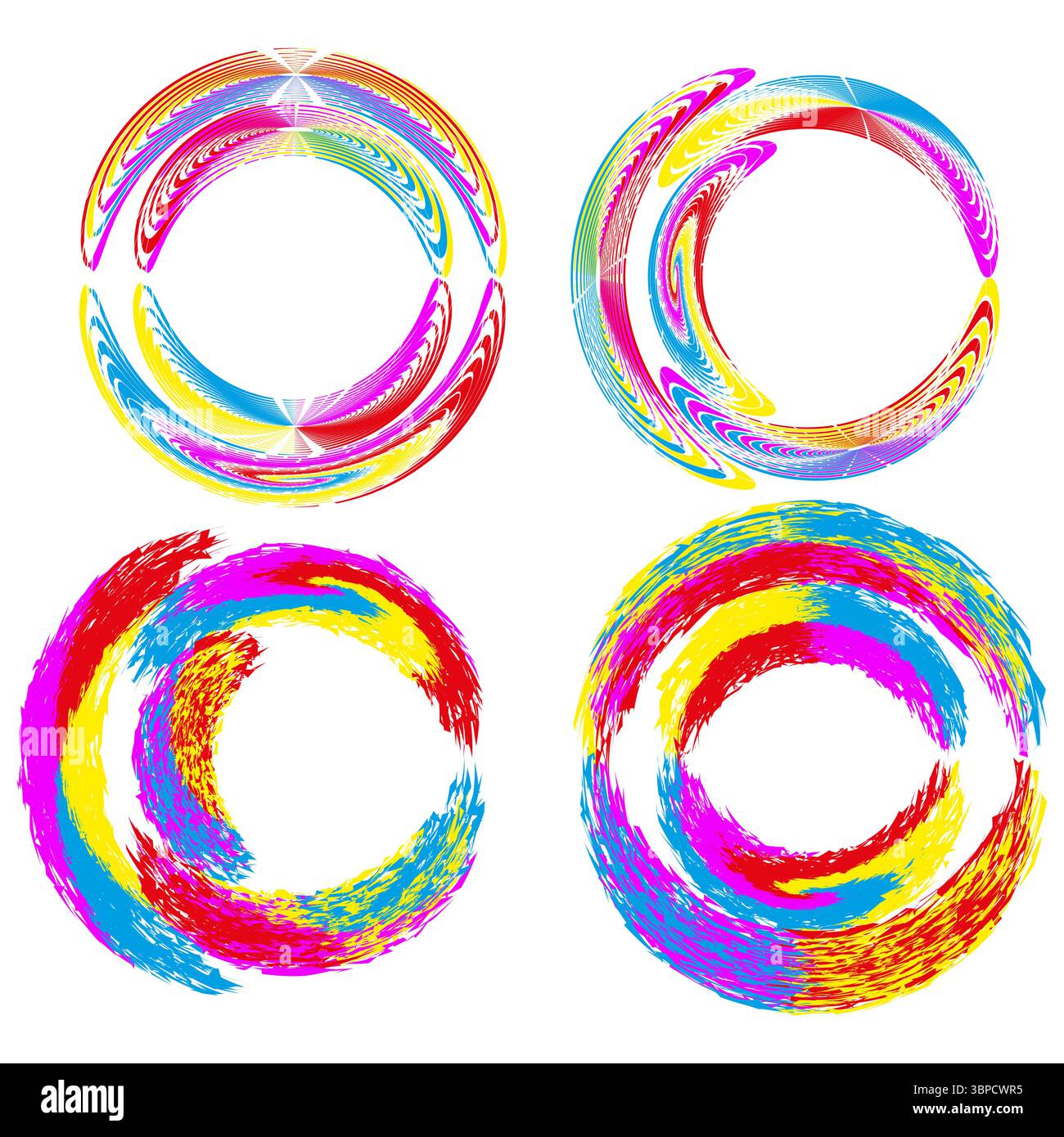 Colorful ring collection. Circular vector patterns. Rainbow band ...
