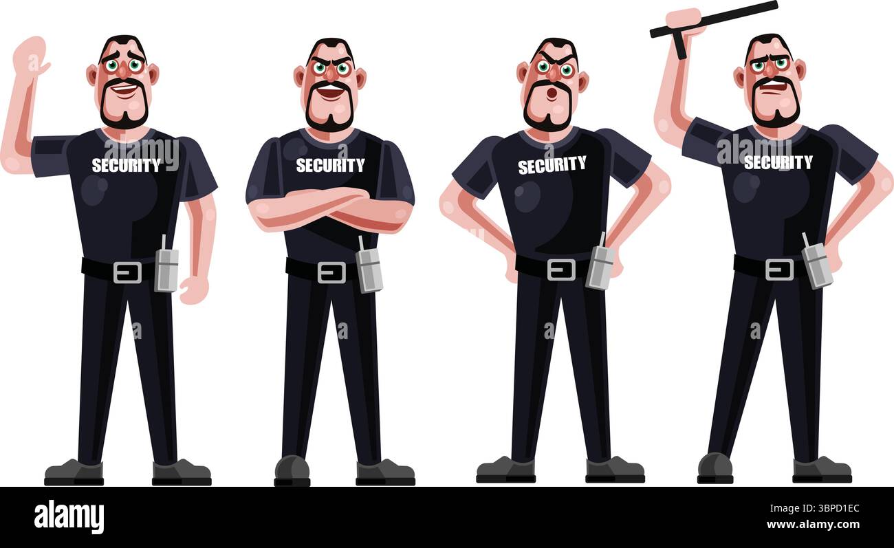 Security Guard Character Set – Protection, Surveillance, Uniformed ...