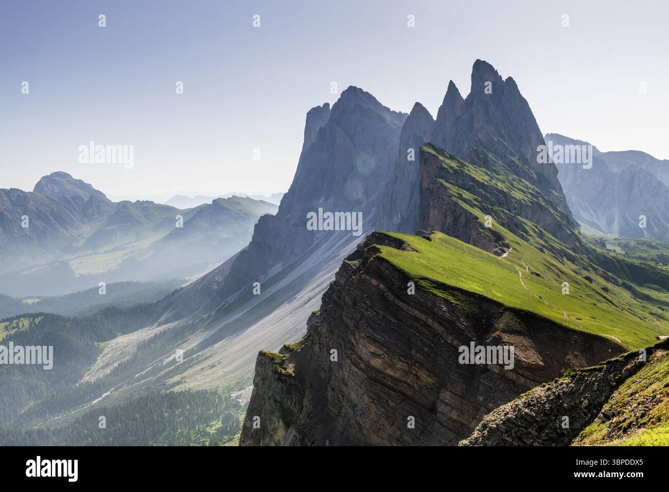Towering Cliffs of Seceda Ridge in Northern Italy Stock Photo - Alamy