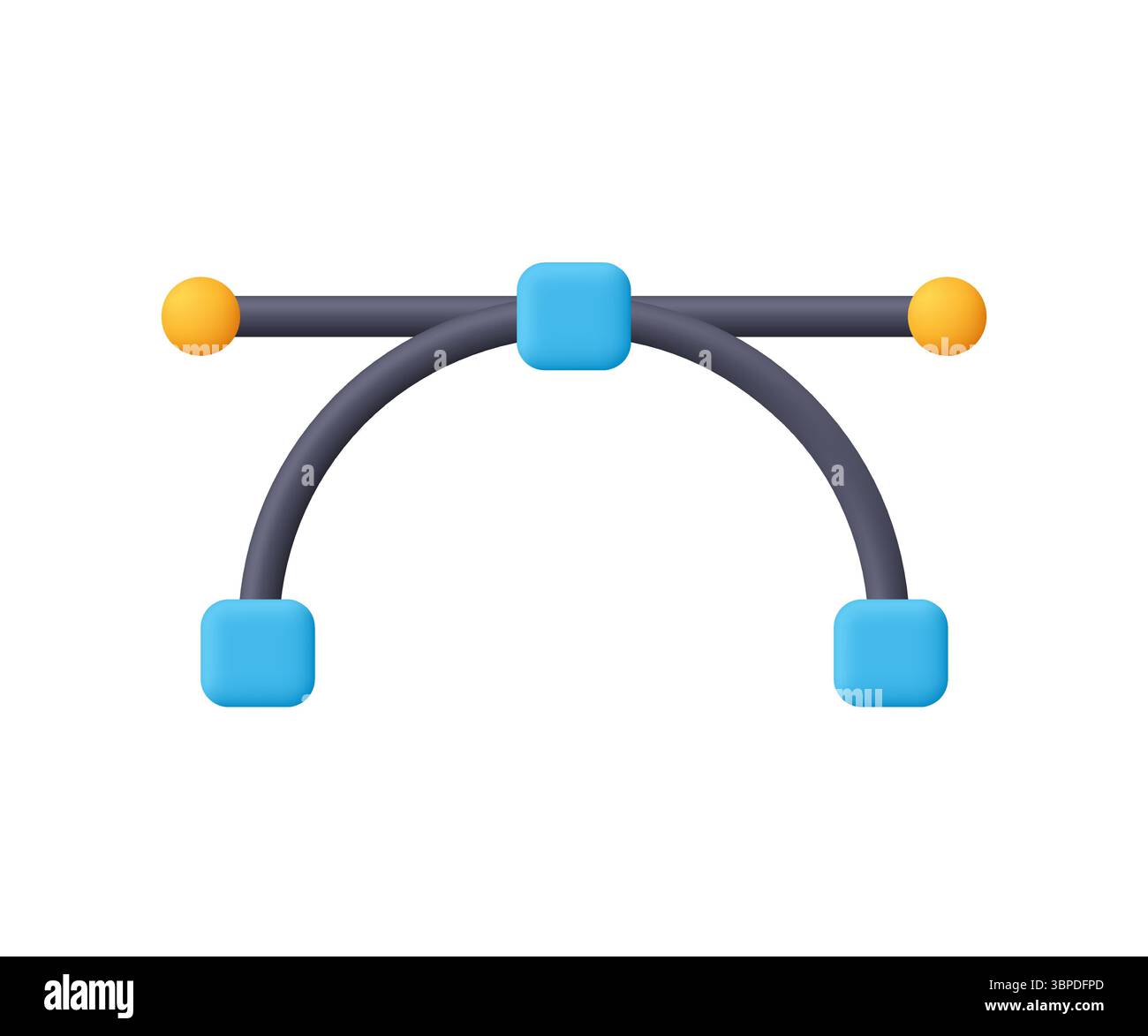 Bezier curve editing tool. Design tools, graphic design software and digital creativity concept. 3d vector icon. Cartoon minimal style. Stock Vector