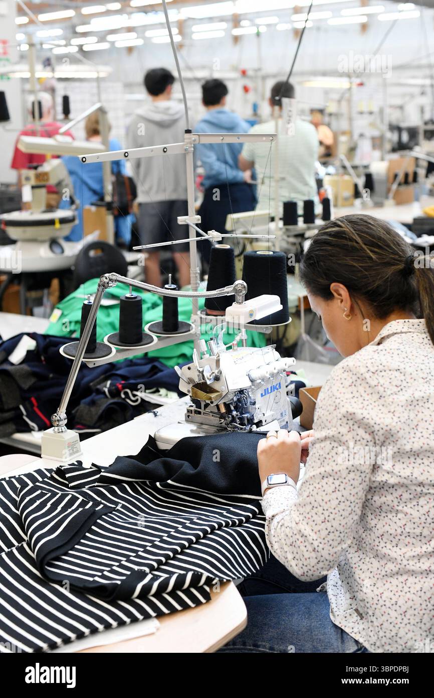 Saint-James (Normandy, north-western France): industrial tourism. Tour of Tricots Saint-James, a textile company with the Entreprise du Patrimoine Viv Stock Photo