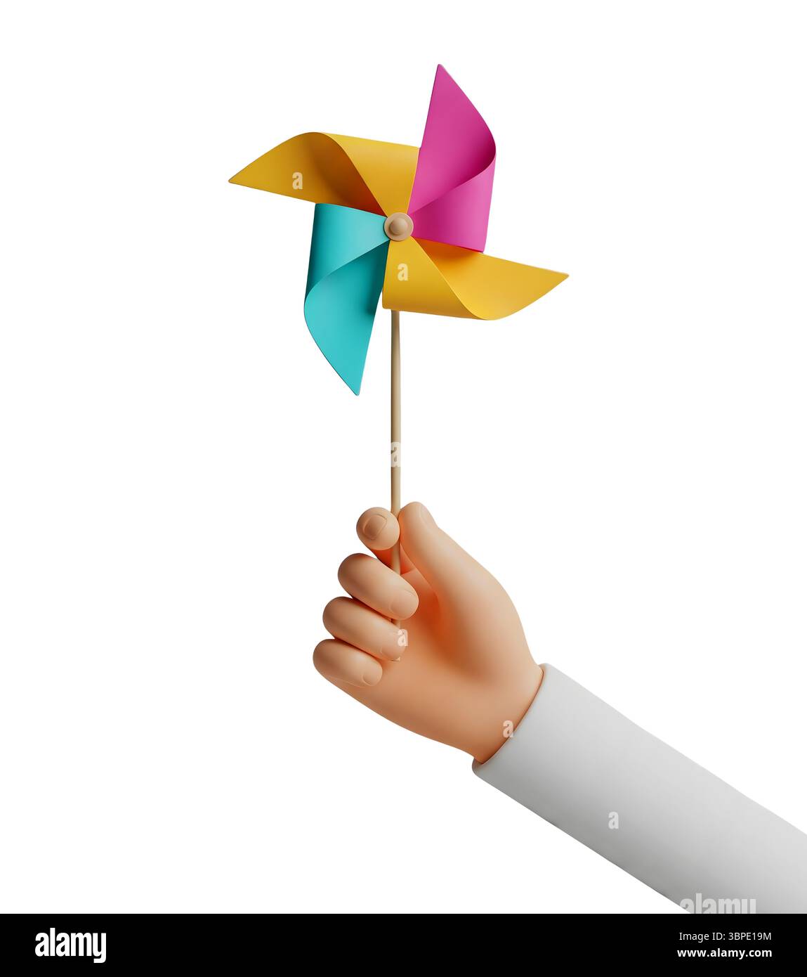 Pinwheel Hand Hand Holding a Colorful Rainbow Pinwheel Minimalist 3D Rendering in a ...