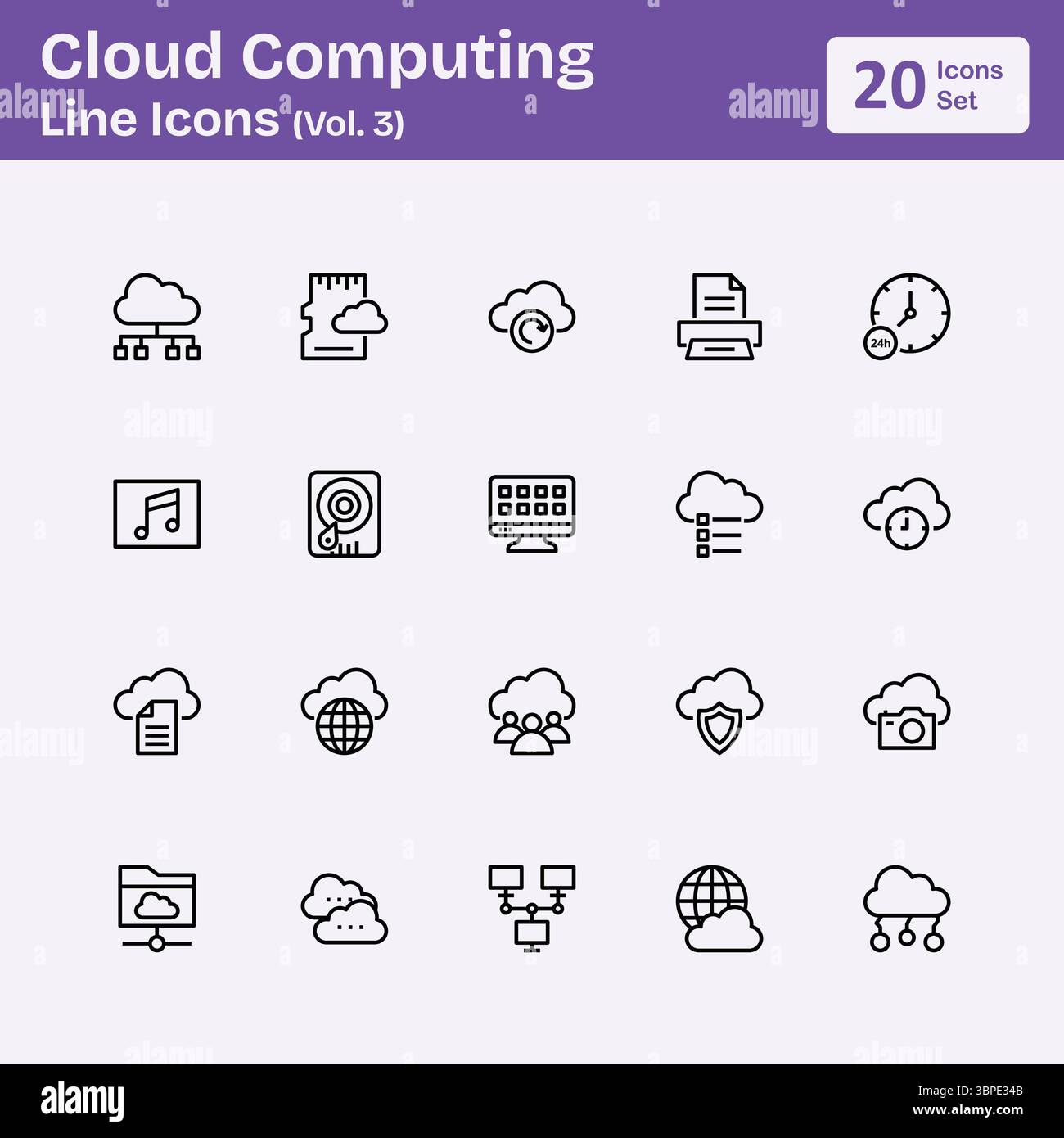 Cloud Computing Line Icons (Vol.3) Stock Vector