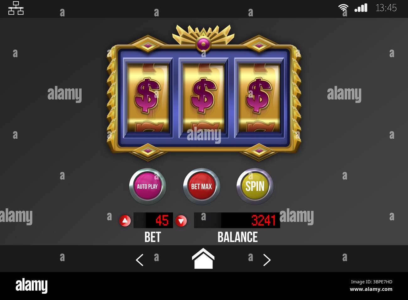 Slot Machine on mobile display Stock Photo