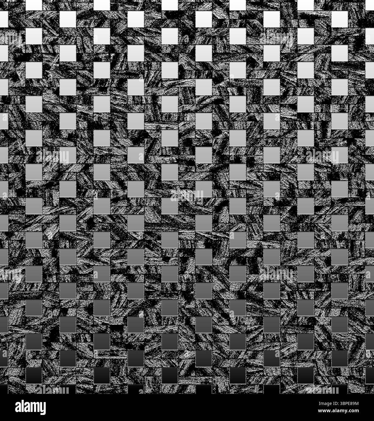 Intricate black and white checkered pattern gradually transitioning ...