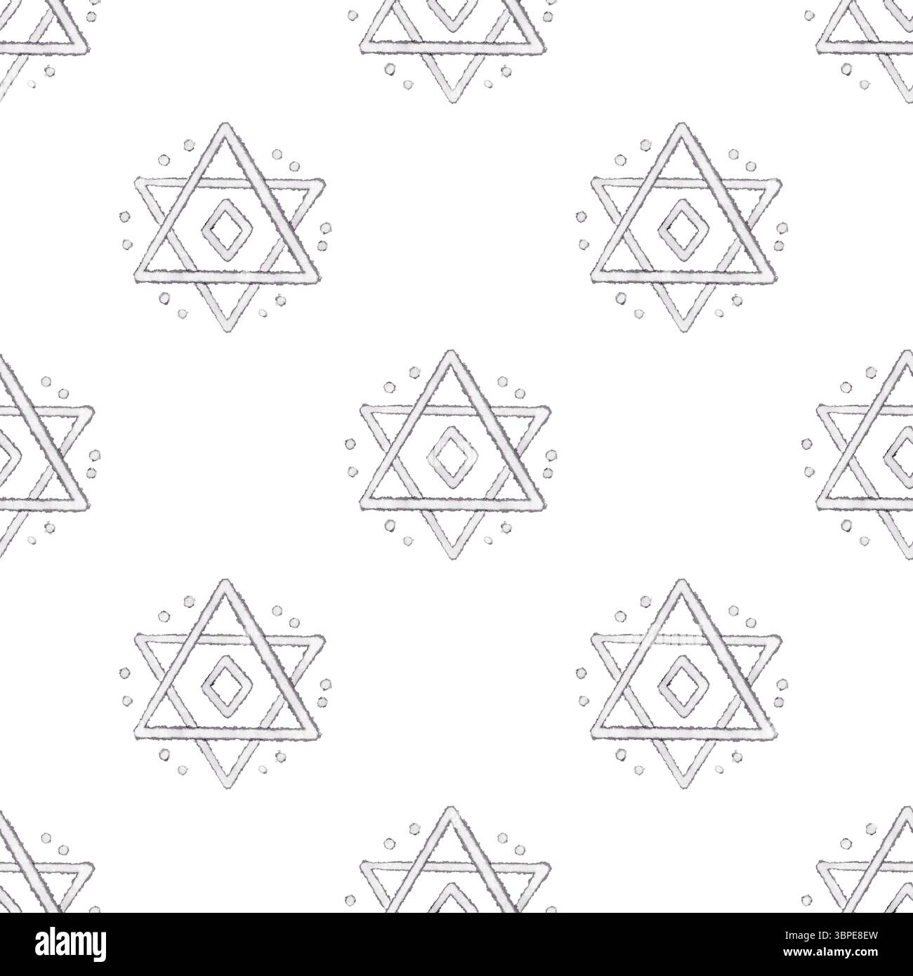 Seamless pattern with hand-drawn geometric triangle symbol and dotted ...