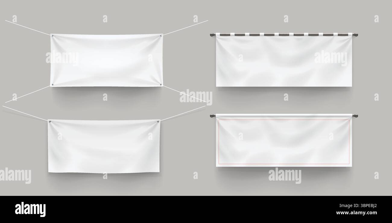 textile realistic sheets in set with shadows Stock Vector