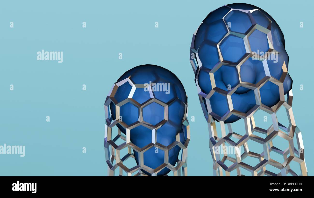 A 3D rendering showing the tip-growth model of carbon nanotubes, where ...