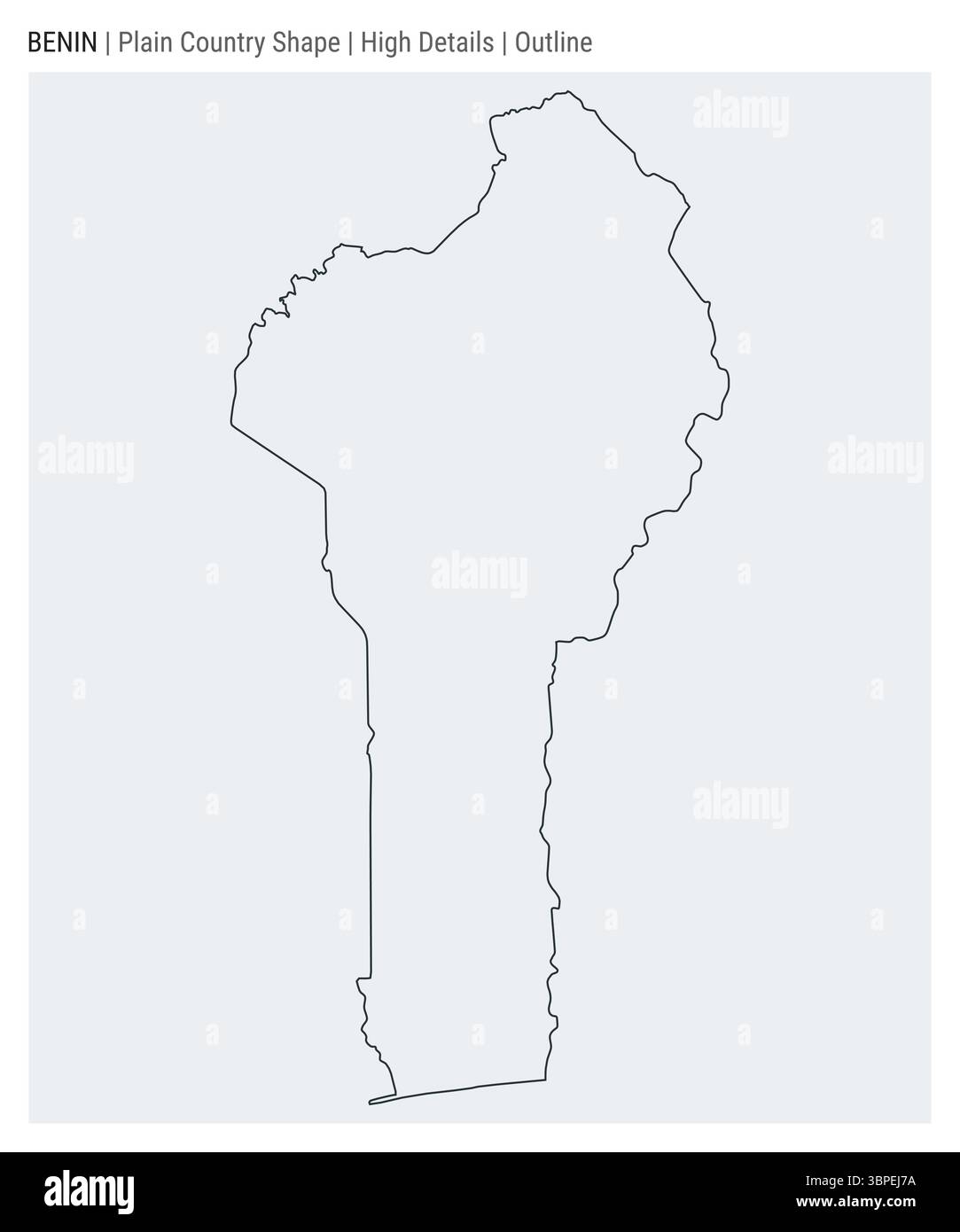 Benin plain country map. High details. Outline style. Shape of Benin. Vector illustration. Stock Vector