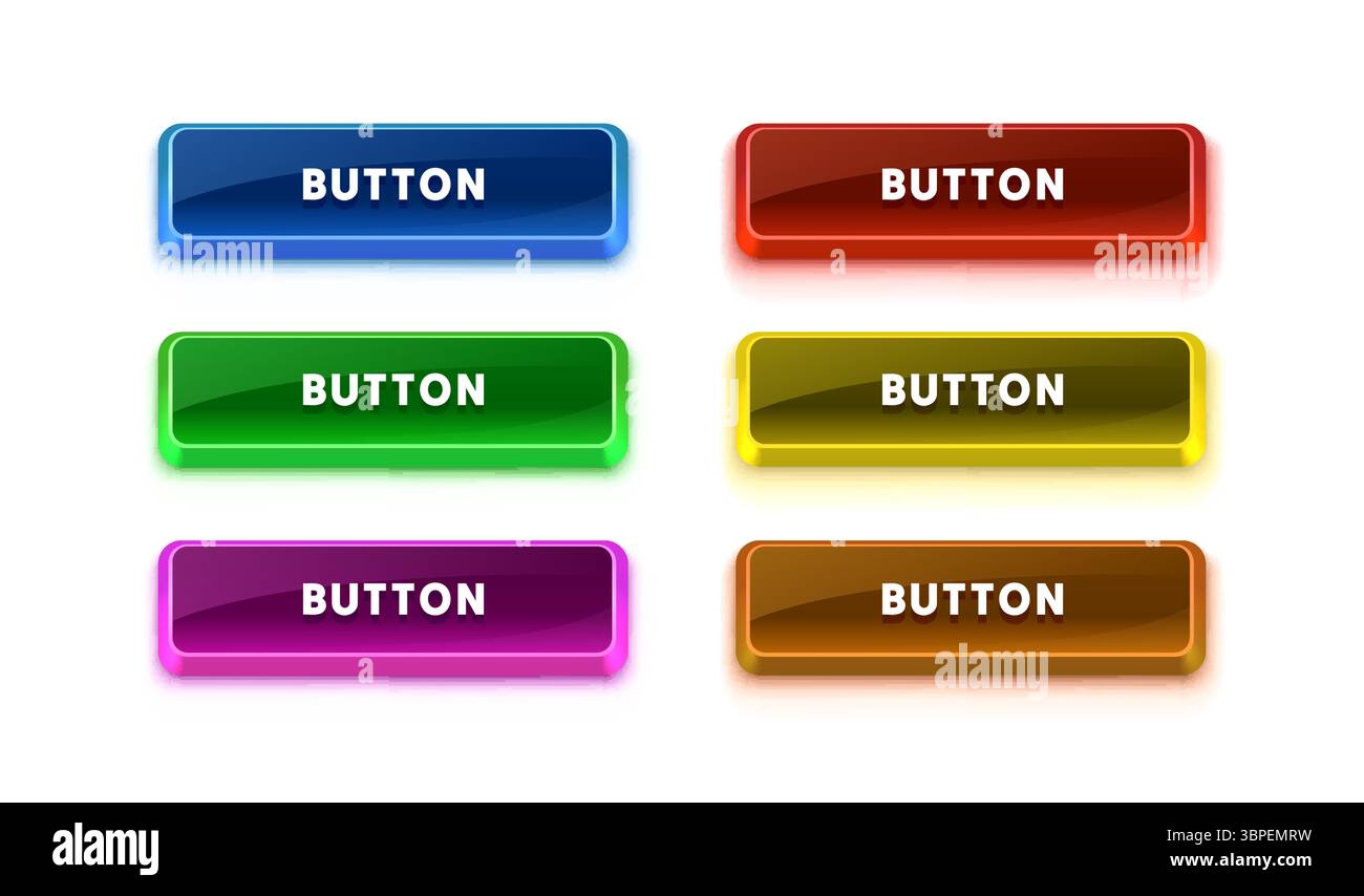 Collection of colored buttons, frame label, event web bar, buttons with ...