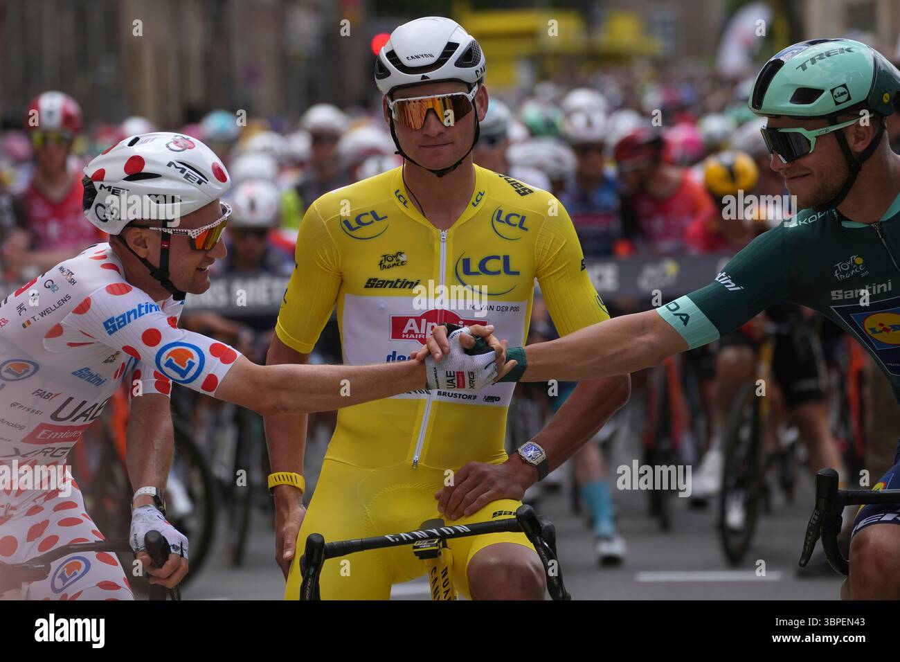Belgium's Tim Wellens wearing the best climber's dotted jersey and ...