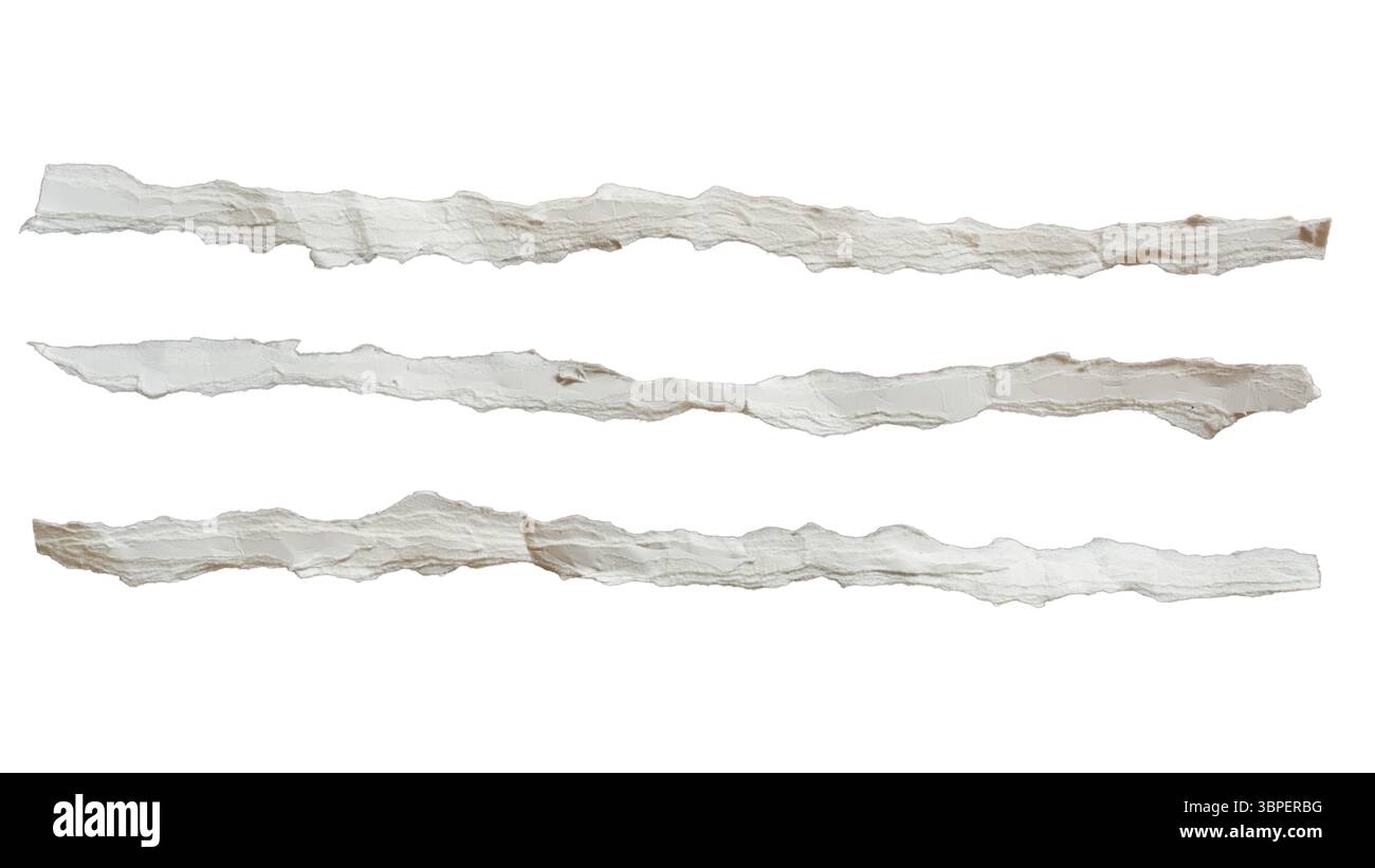 Ripped paper edge texture on white background with clipping path Stock Photo