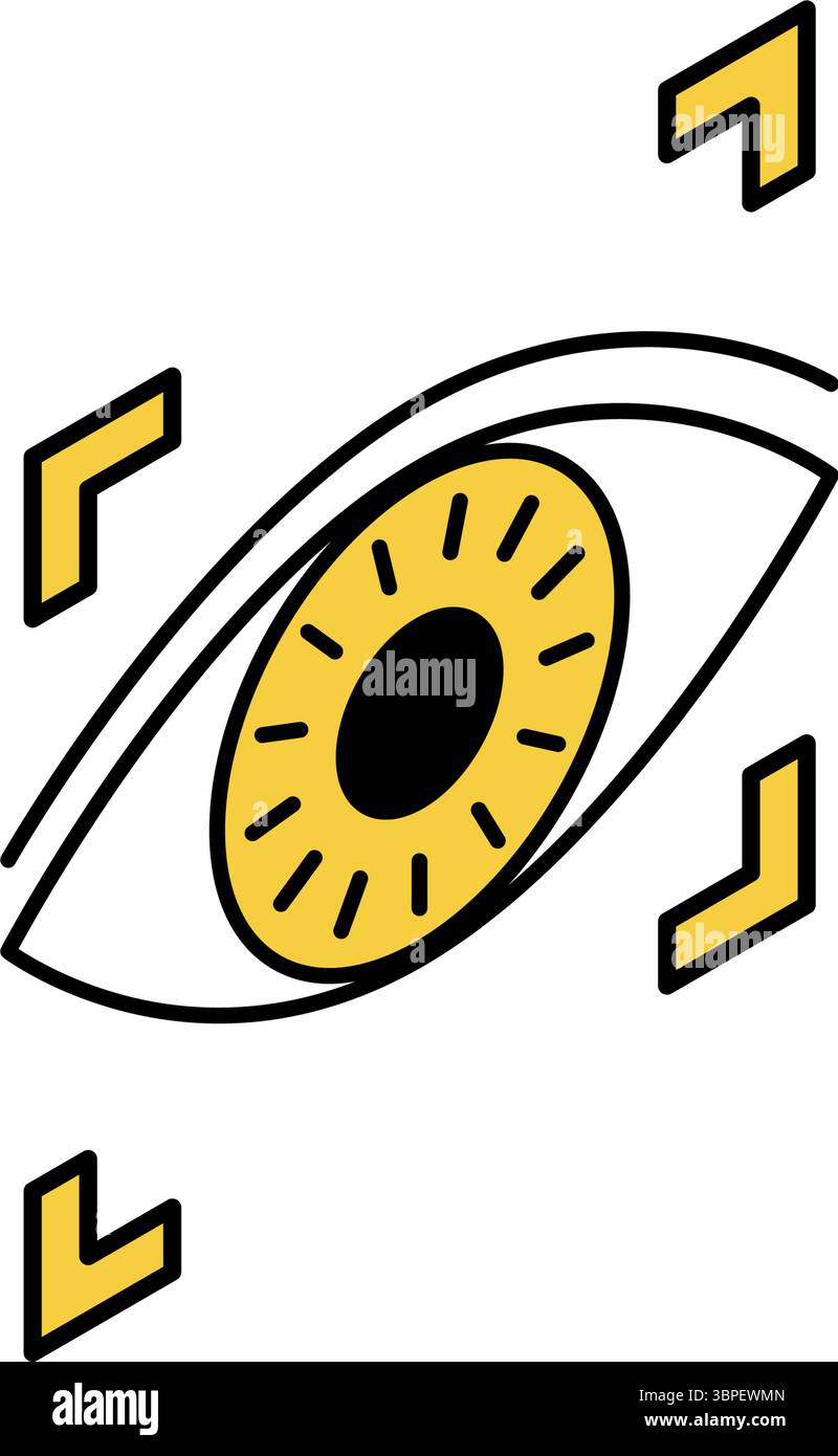 Iris authentication, Crime Prevention and Home Security Isometric Icon, Vector Illustration Stock Vector