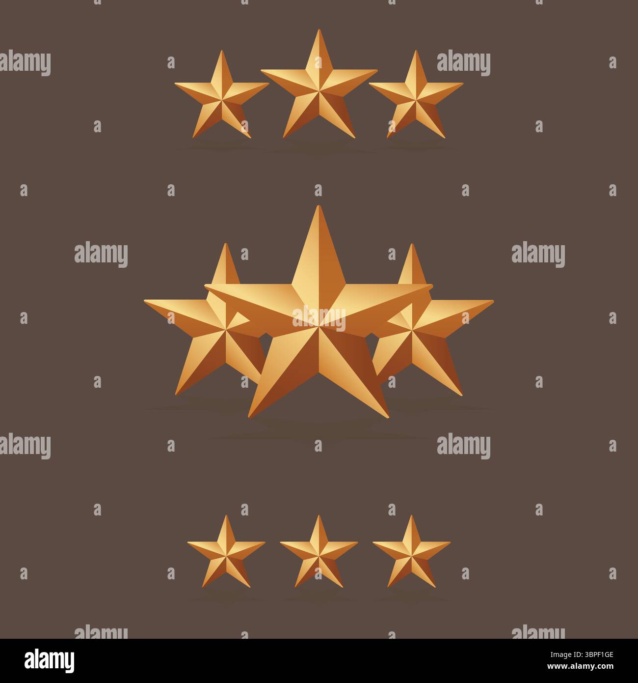 Three Star Rating Collection Vector Illustration Stock Vector Image ...