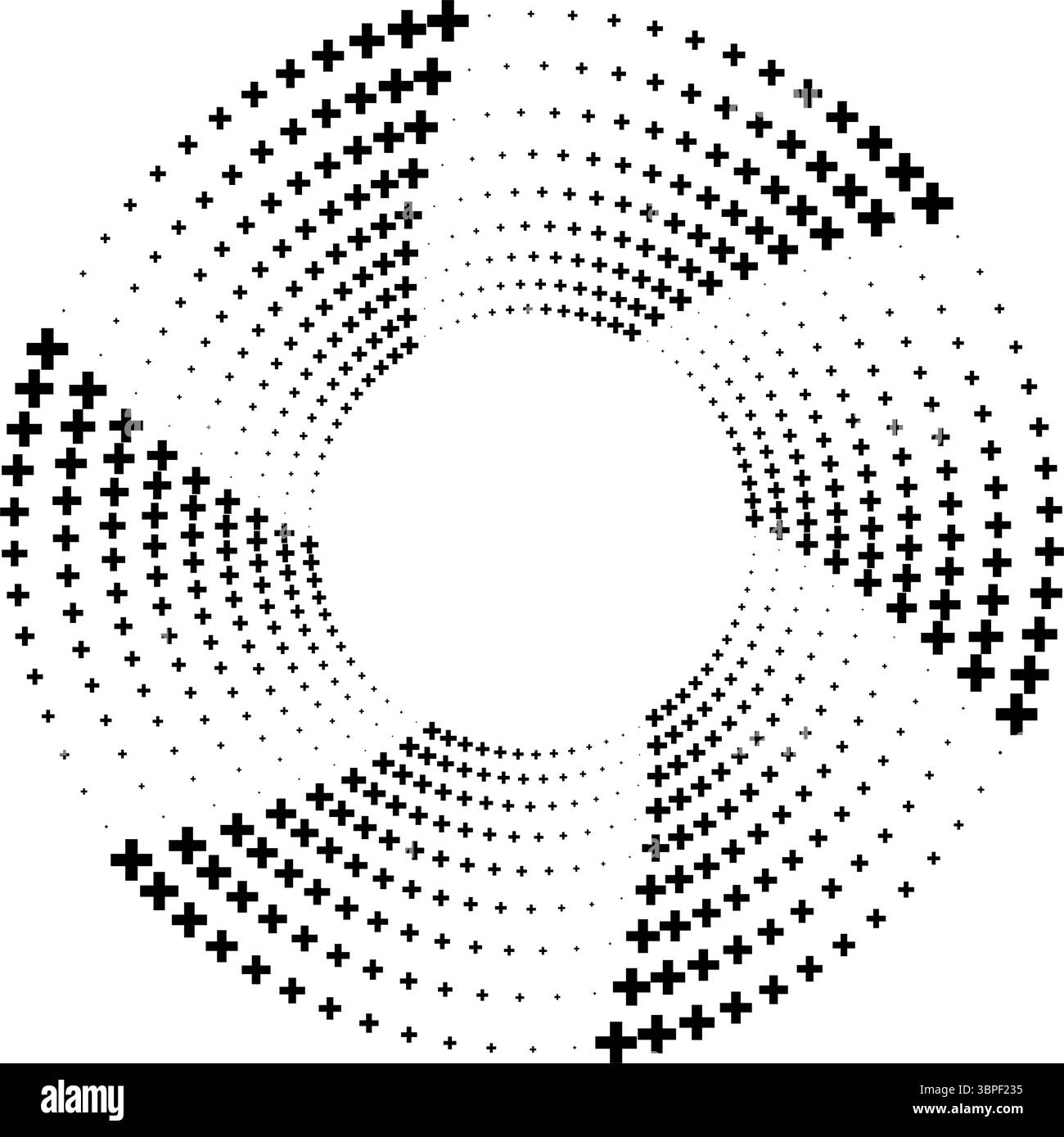 Abstract circular design composed of black plus symbols Stock Vector ...
