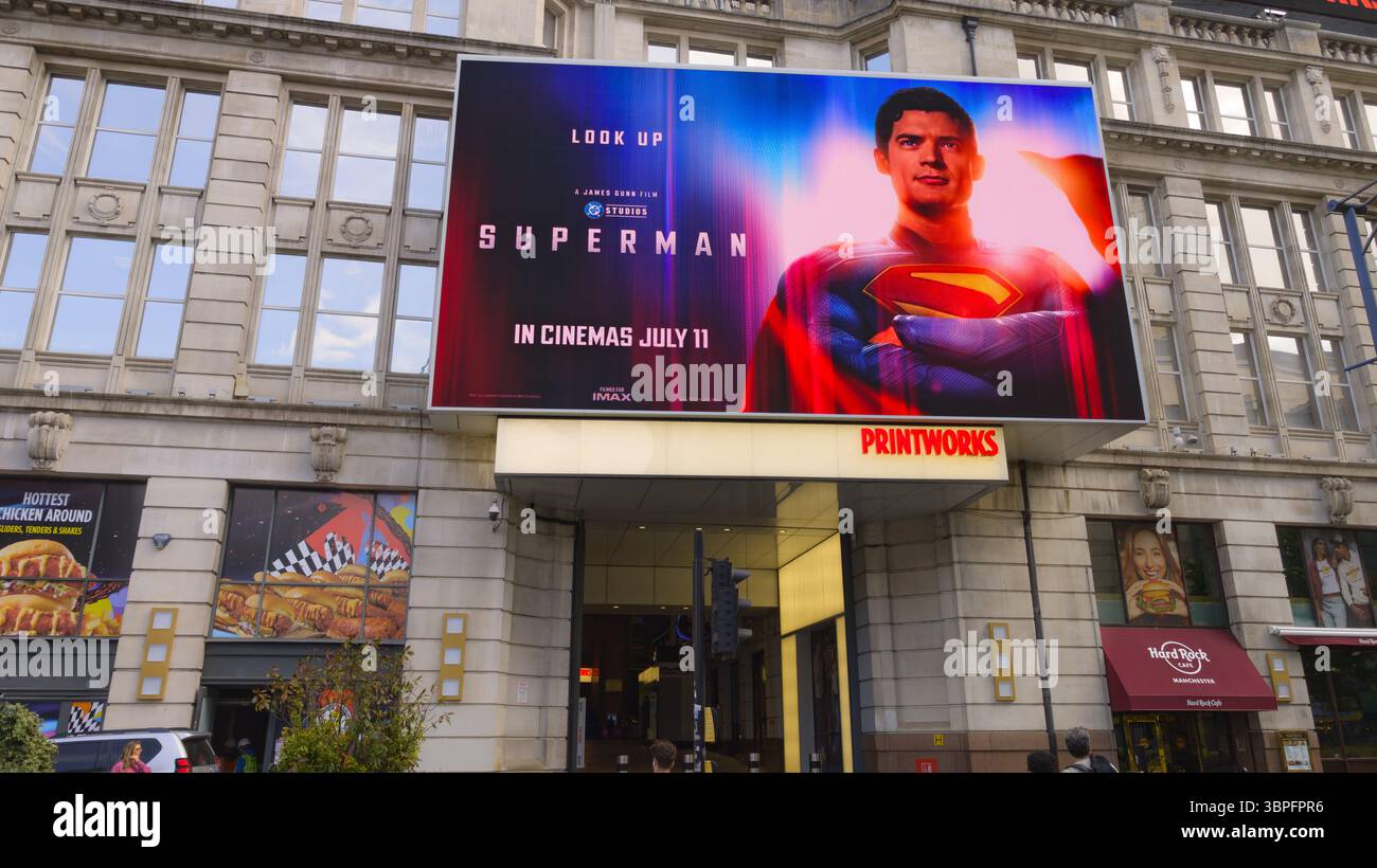 Advert for Superman movie. Printworks Manchester. - Smartphone Captured Stock Image