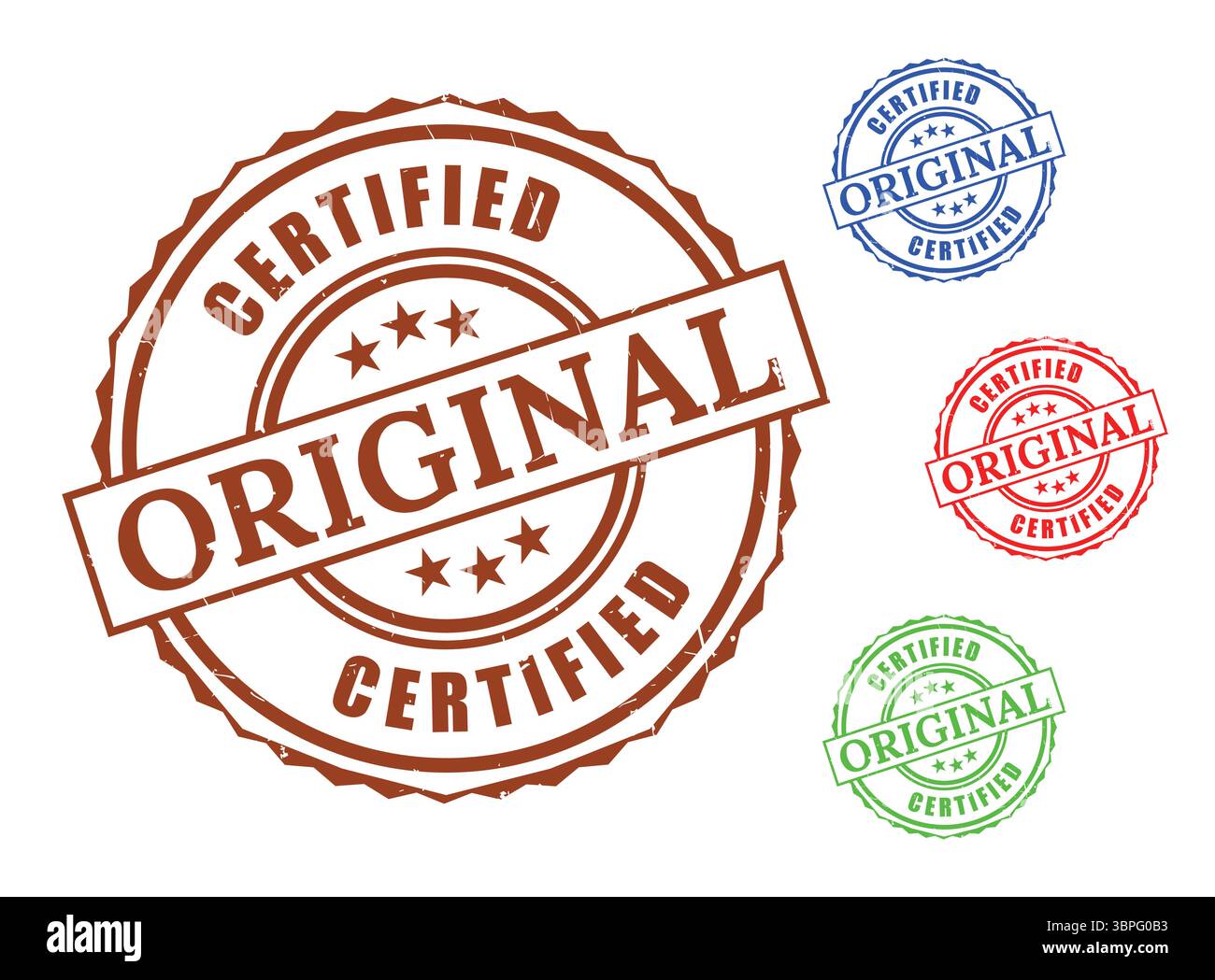 A Originality Guarantee Stamp Set, Authentic Certified Vector Badges Stock Vector
