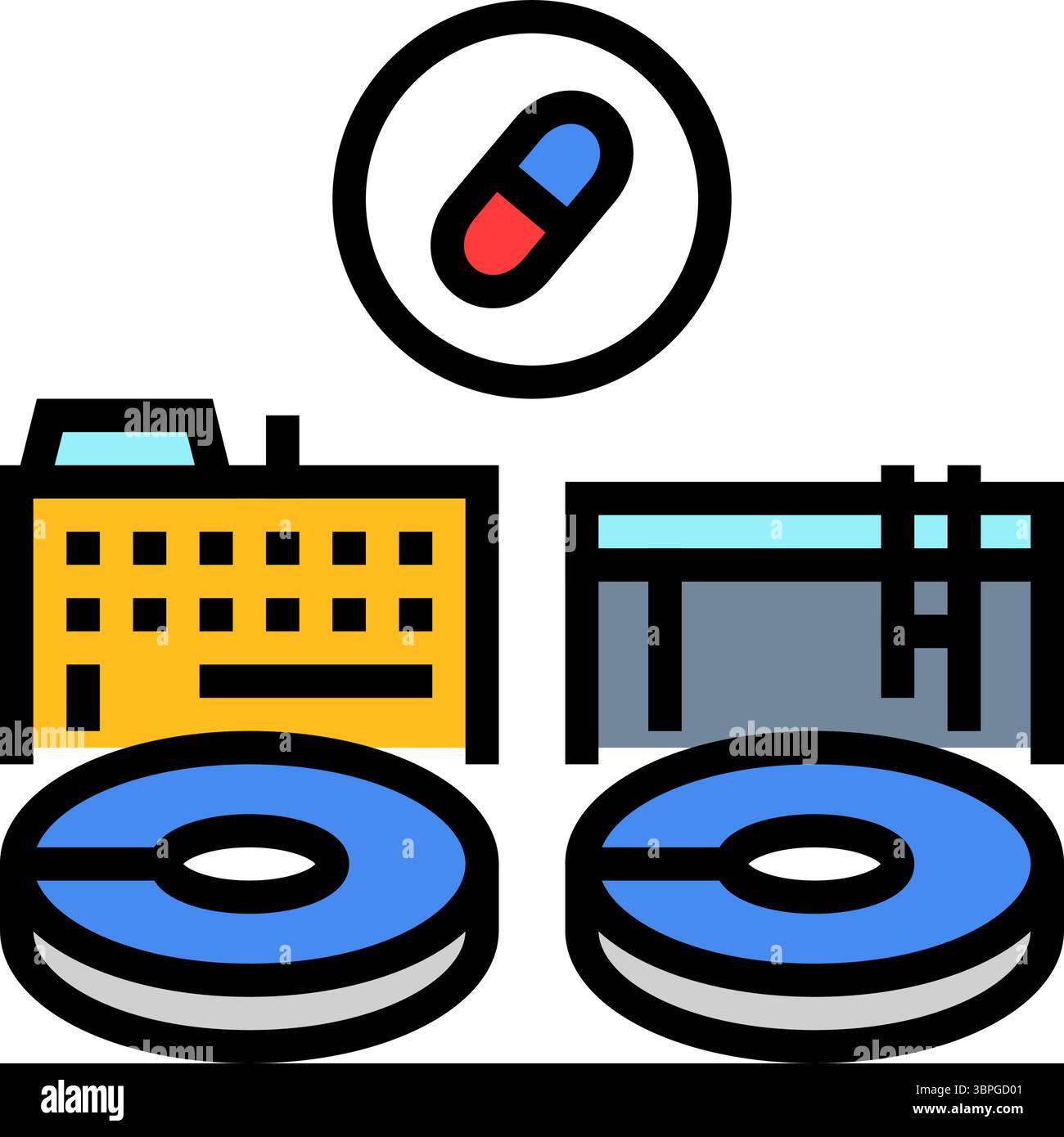 wastewater treatment plant pills color icon vector illustration Stock ...