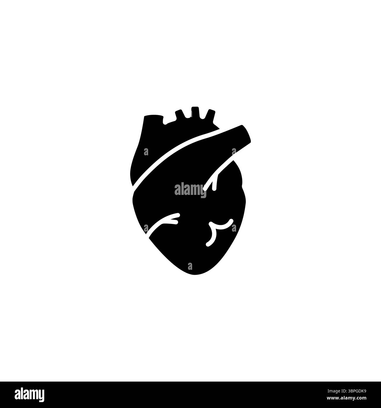 Heart silhouette with anatomical details and lightning bolt design ...