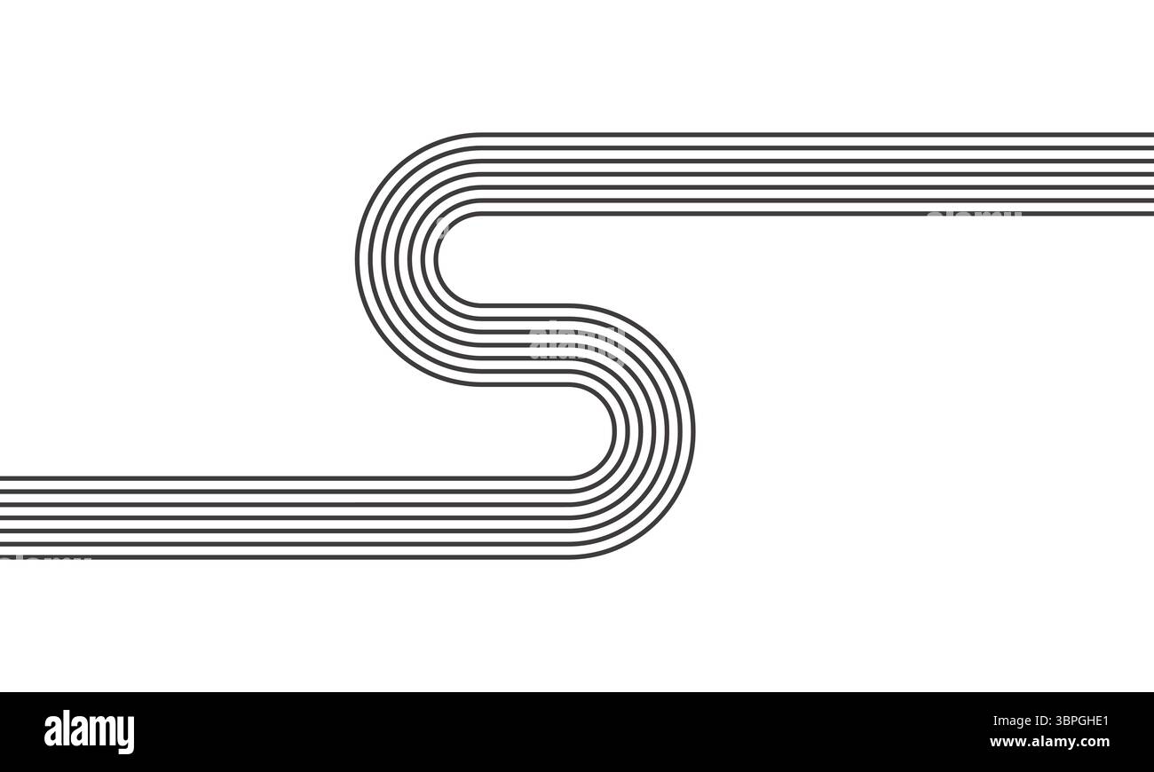 Abstract design of intersecting parallel lines forming a complex knot pattern in black and white Stock Vector