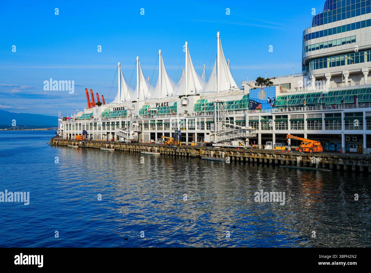 Canada Place, a Convention Centre and Cruise Ship Terminal on the Burrard Inlet in Downtown Vancouver, British Columbia, Canada Stock Photo