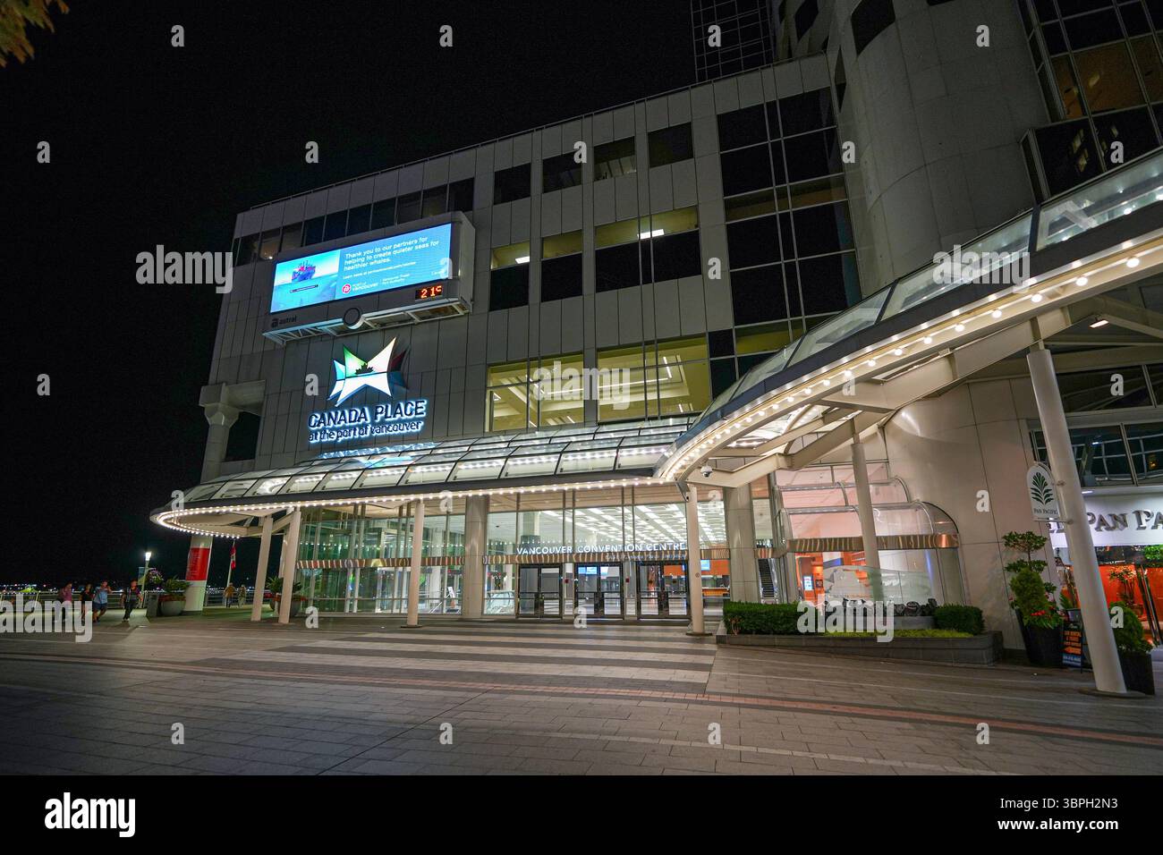 Facade of Canada Place, a Convention Centre and Cruise Ship Terminal on the Burrard Inlet in Downtown Vancouver, British Columbia, Canada Stock Photo