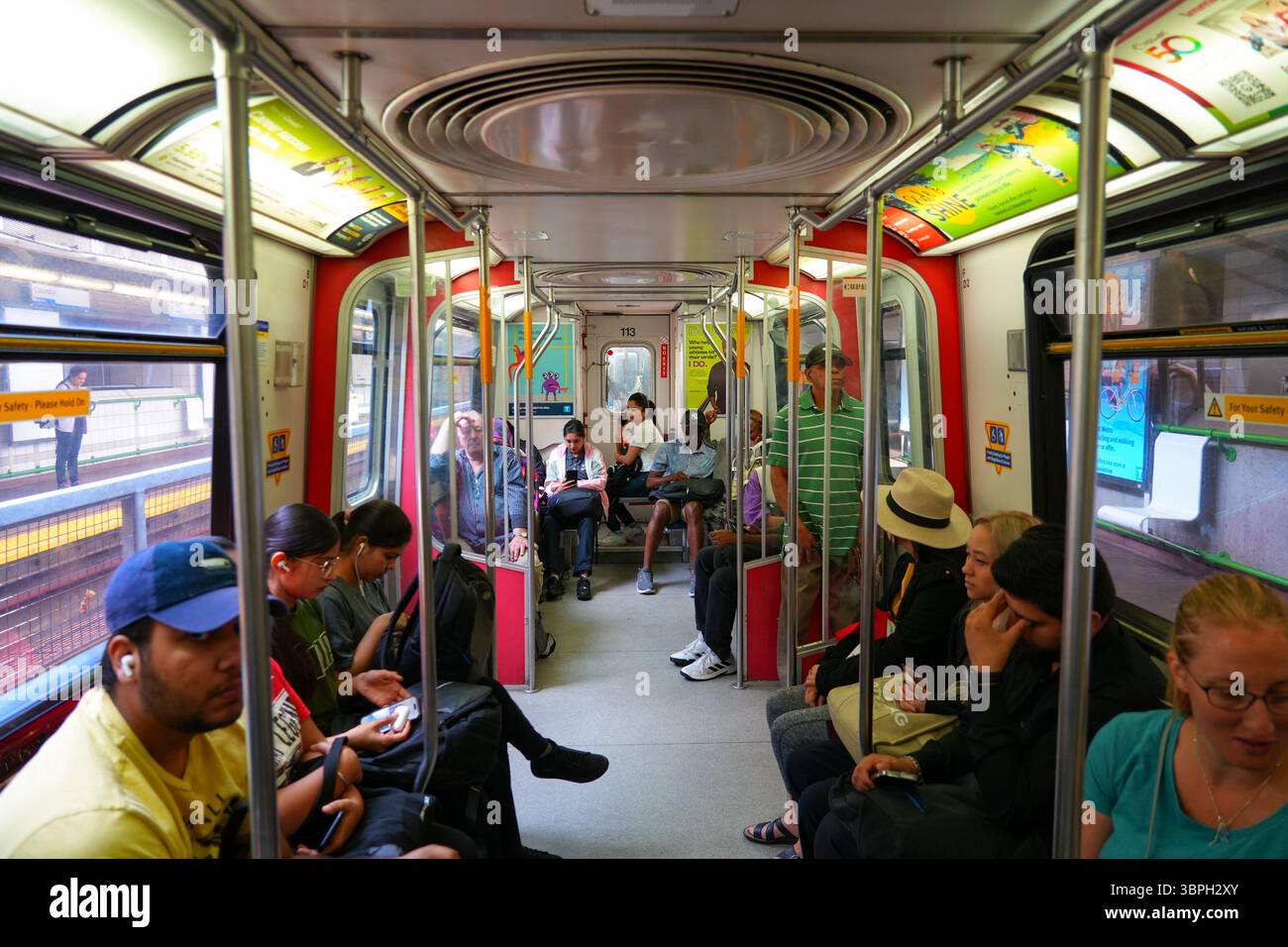Interior of a Vancouver SkyTrain, a medium-capacity rapid transit ...