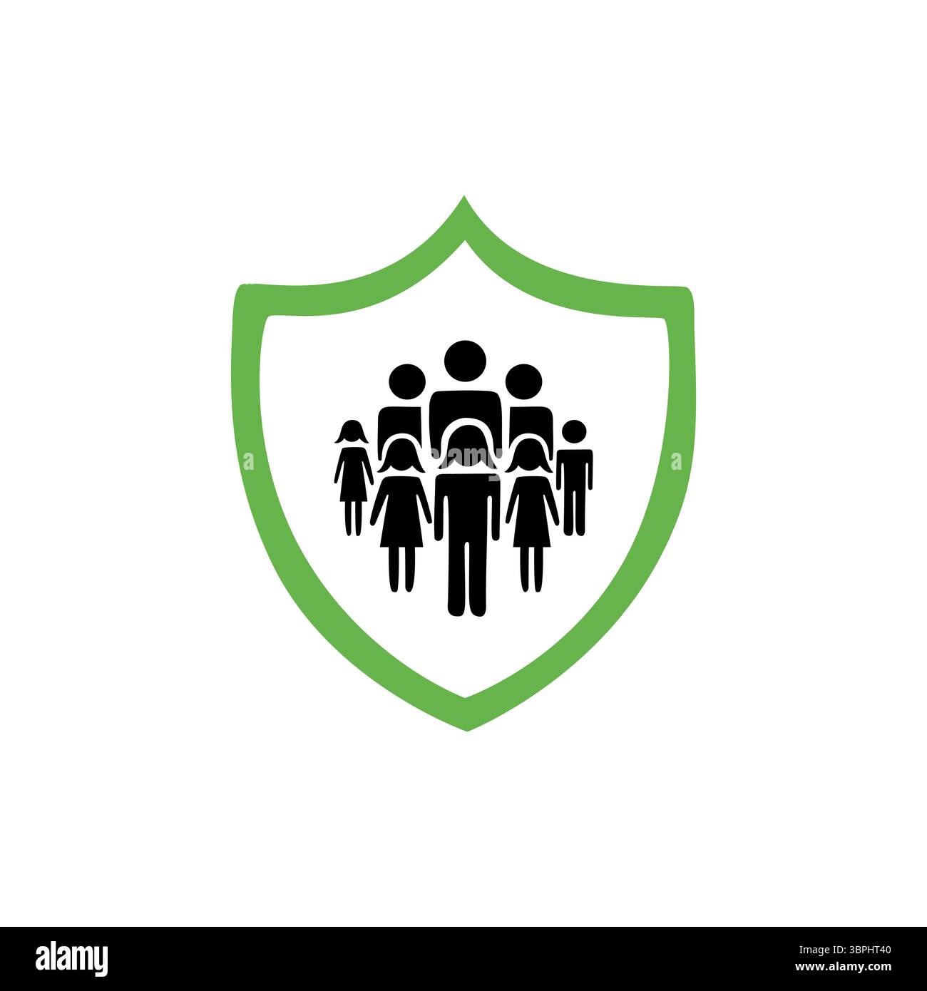Security shield symbol. Group people icon. Community protection vector ...