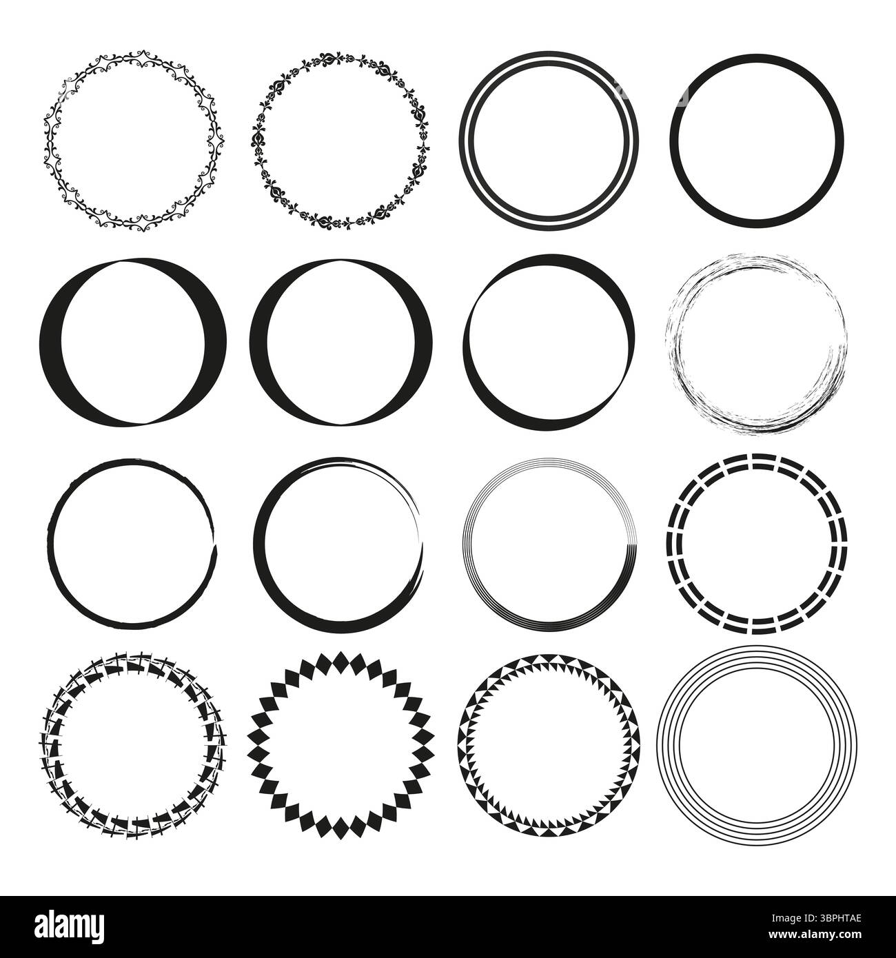 Circular frame collection. Decorative border elements. Diverse round shapes. Vector unique design. Stock Vector