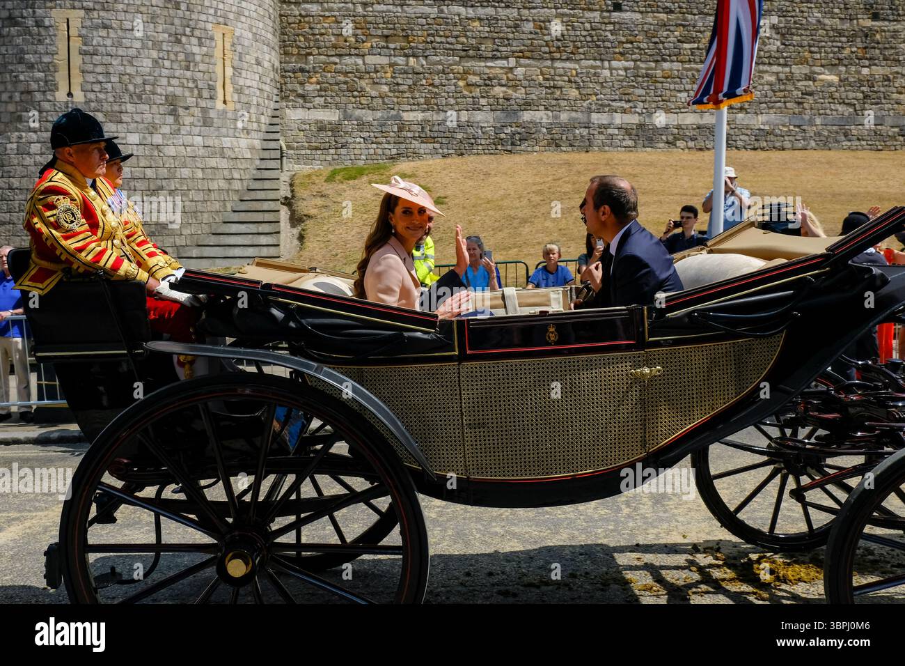 Catherine and William, the Princess and Prince of Wales ride past royal ...
