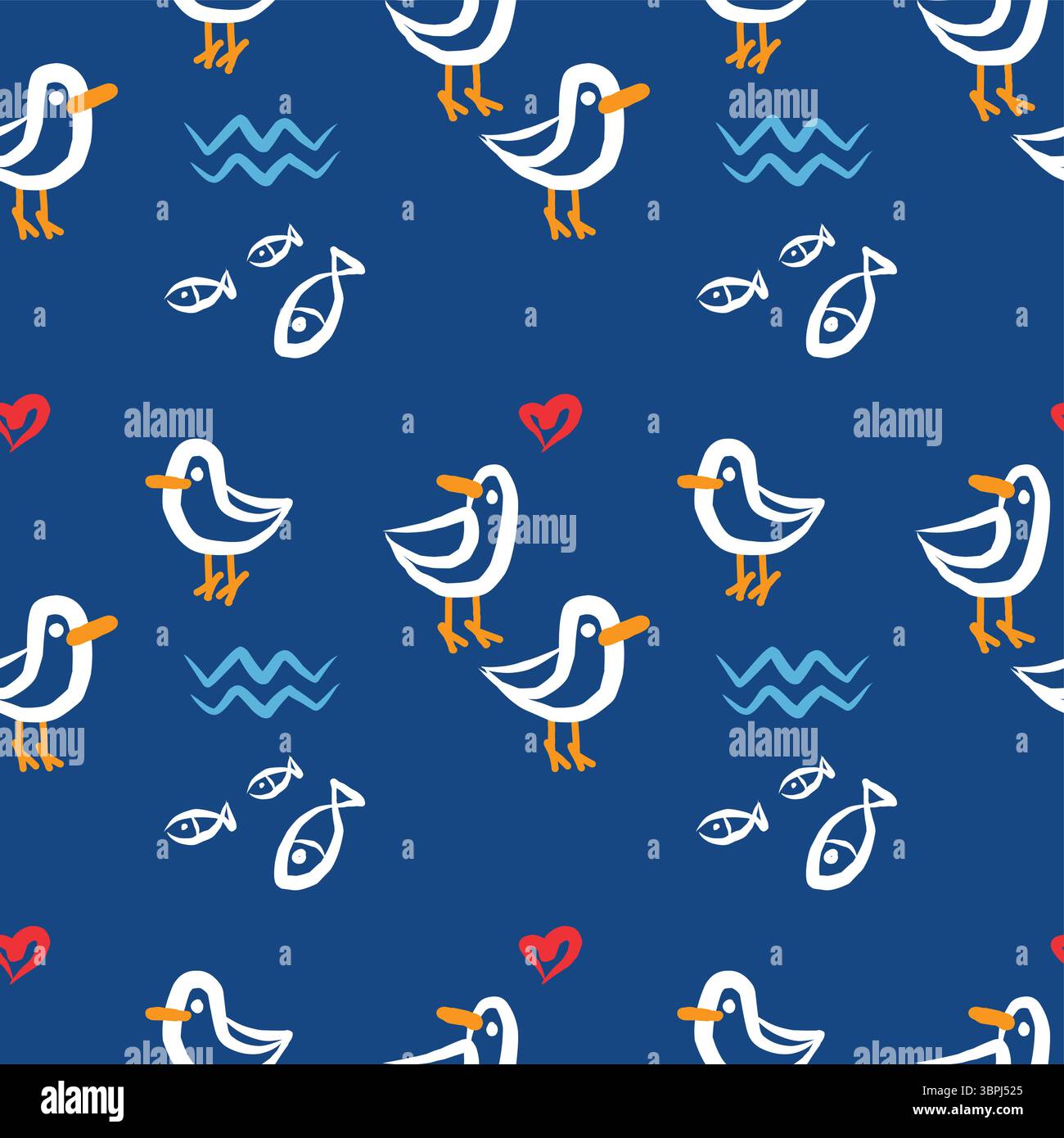 cute Ducks Seamless Pattern Stock Vector
