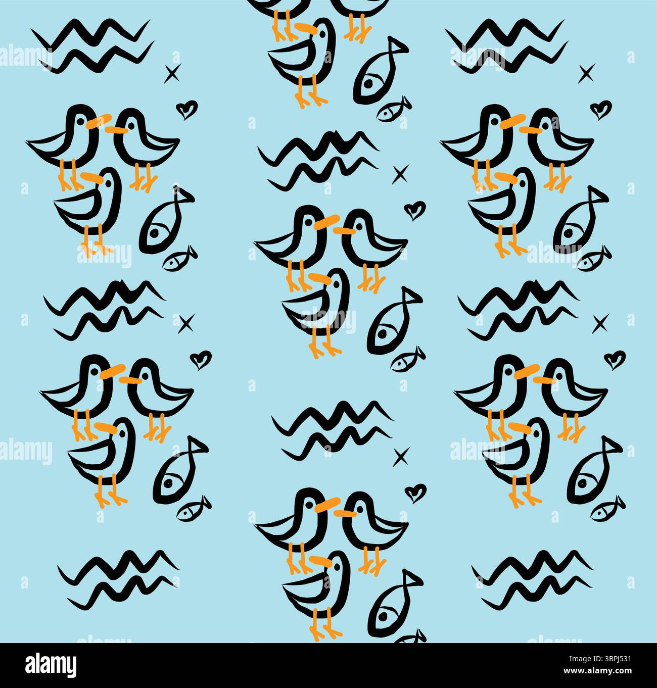 cute Ducks Seamless Pattern Stock Vector