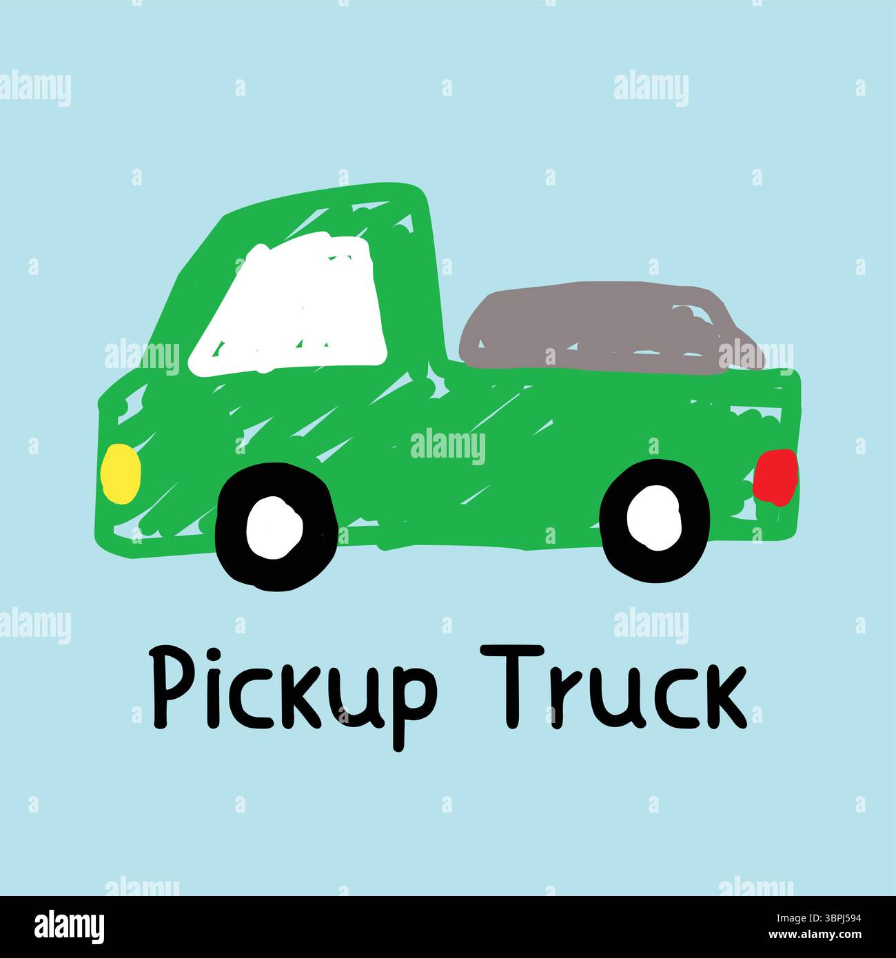 Light green vintage pickup truck illustration Stock Vector Image & Art ...