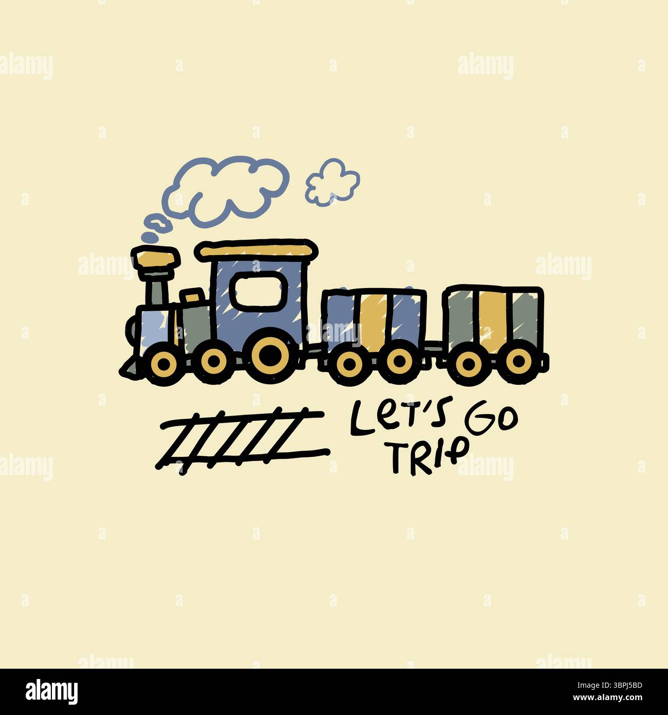train let's go trip doodle vector Stock Vector