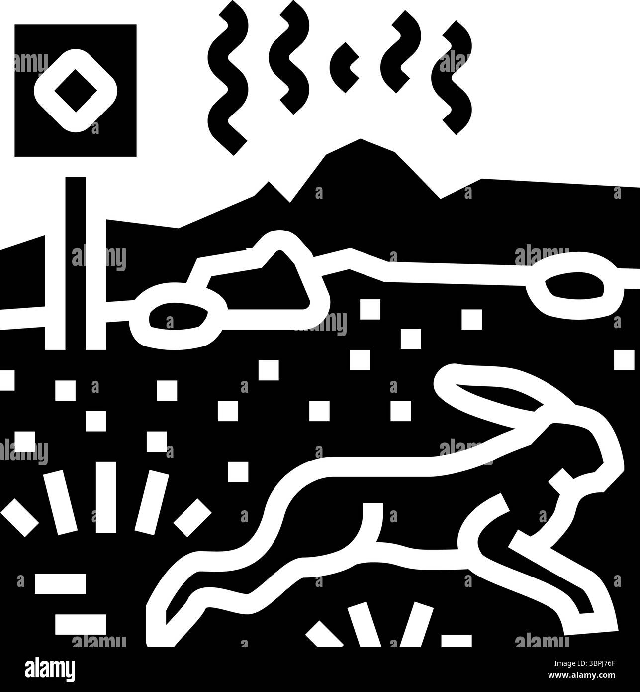 animals fleeing from polluted zone chemical pollution glyph icon vector ...