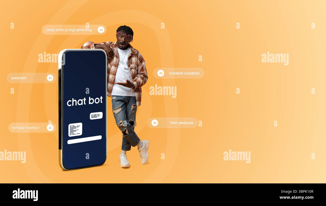 Engaging interaction with a chatbot in a creative workspace setting during the afternoon Stock Photo