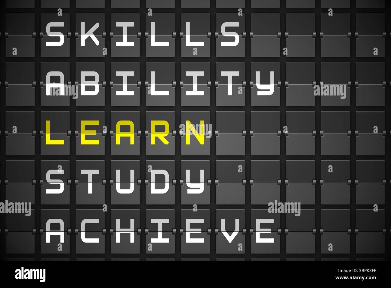 Learn buzzwords on black mechanical board Stock Photo