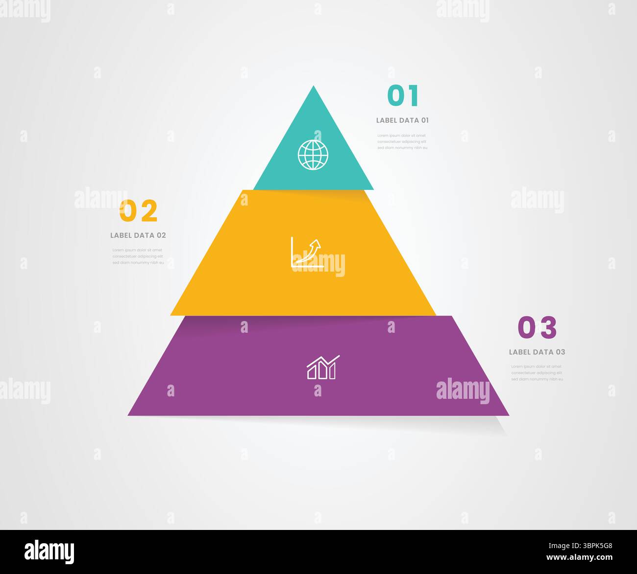 3 Section Triangle Infographic – Business Strategy & Process Visualization Diagram Stock Vector