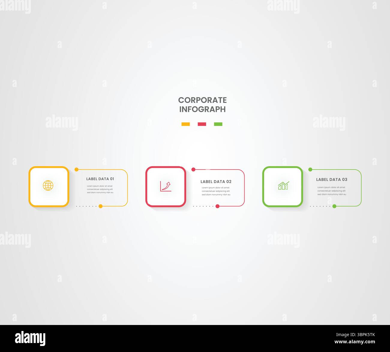 3 Steps Business Infographic – Simple Process Flow Diagram Template Stock Vector